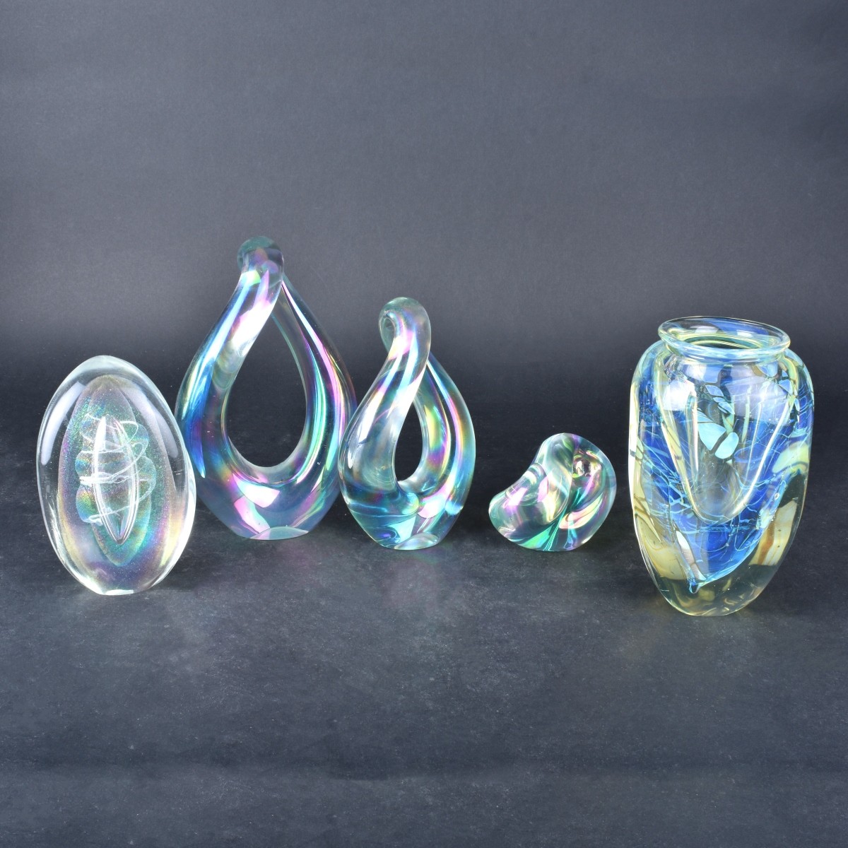 Five (5) Eickholt Art Glass Objects