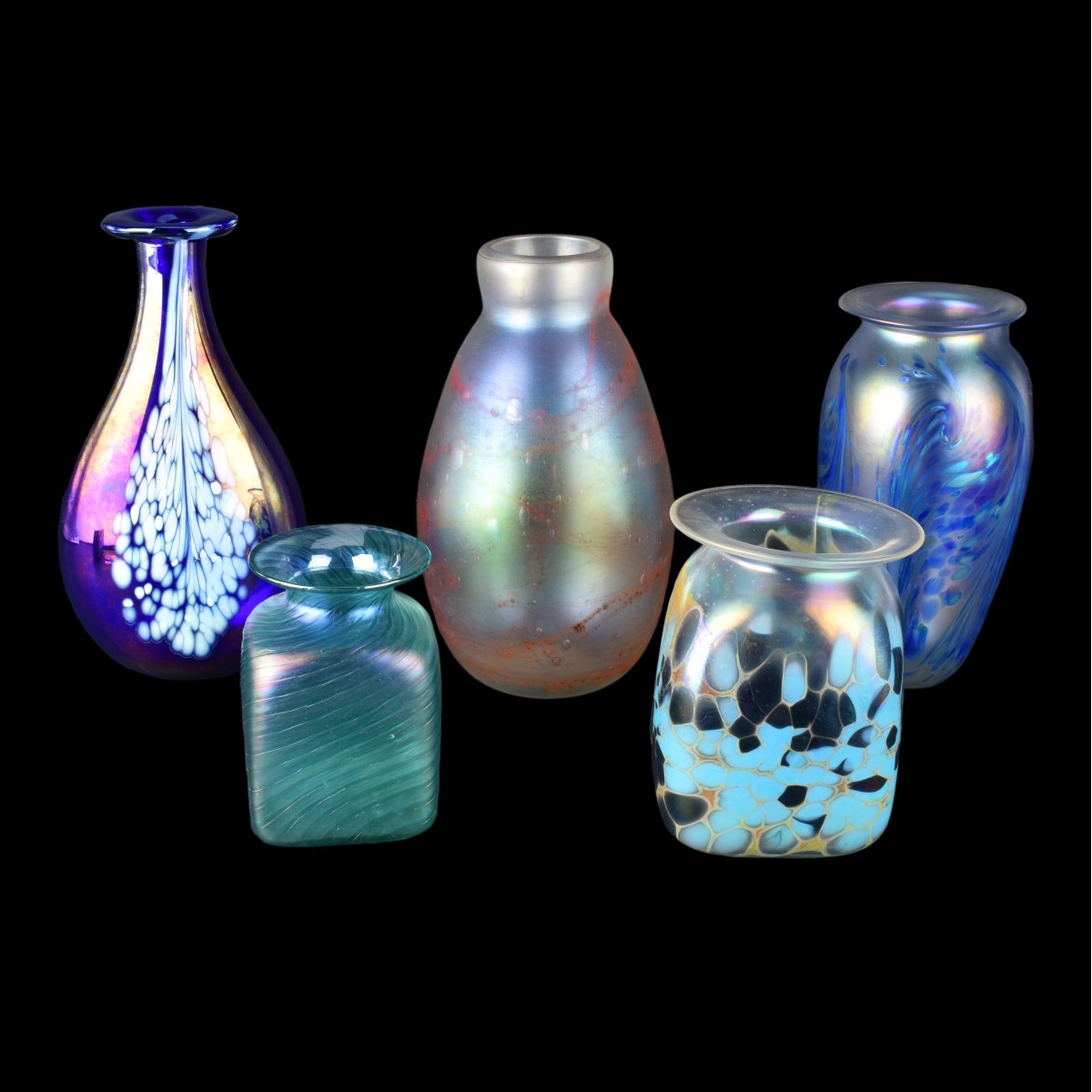 Five (5) Contemporary Art Glass Vases