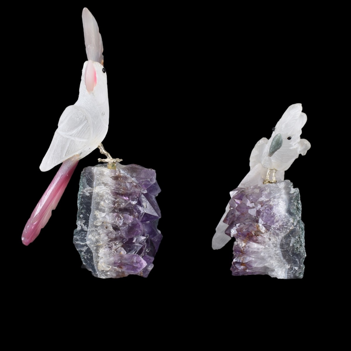 Two (2) Gemstone Bird Sculptures