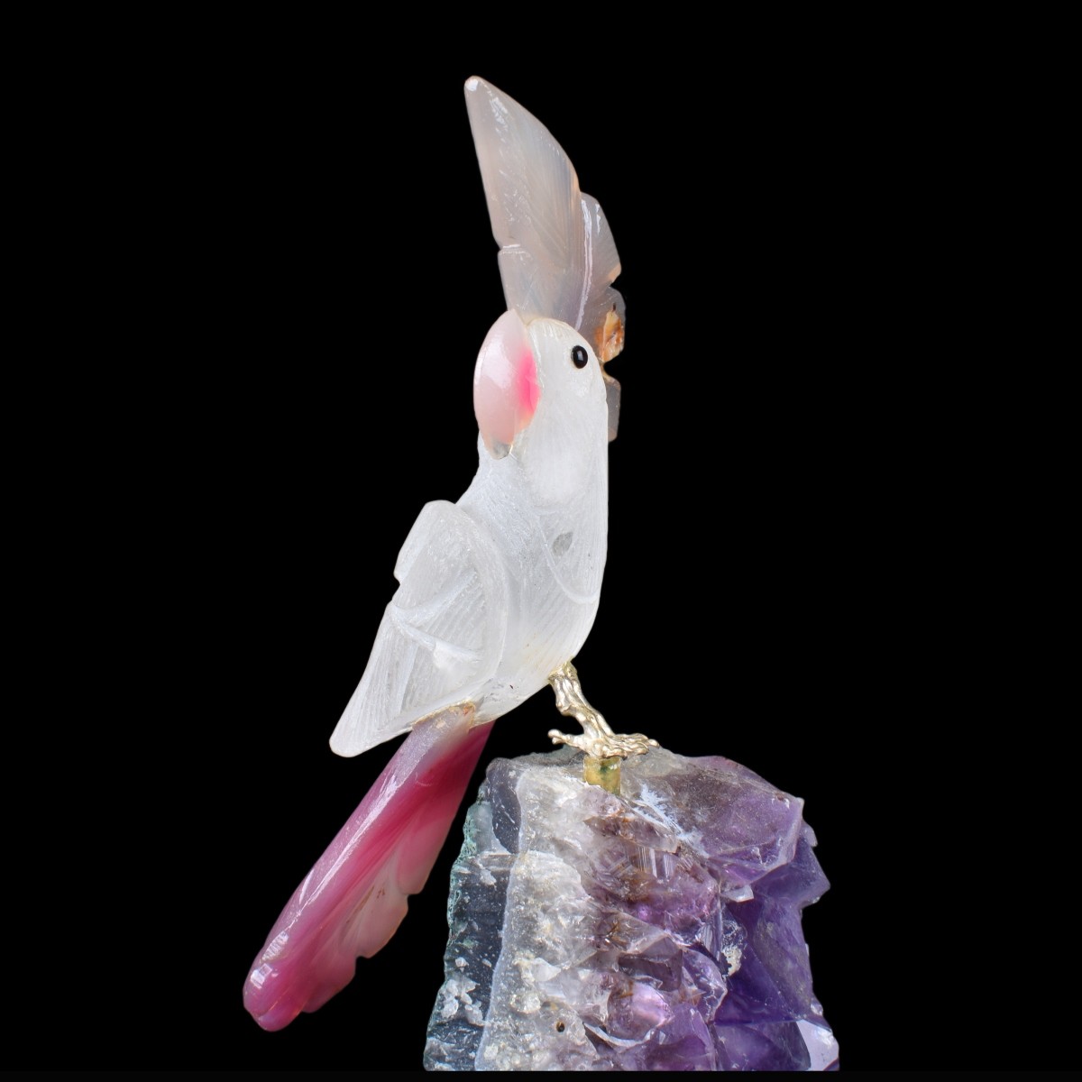 Two (2) Gemstone Bird Sculptures