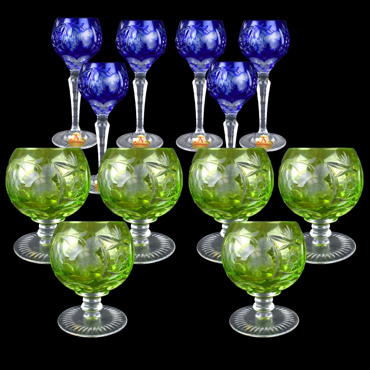 12 Nachmann Crystal Cordial Glasses