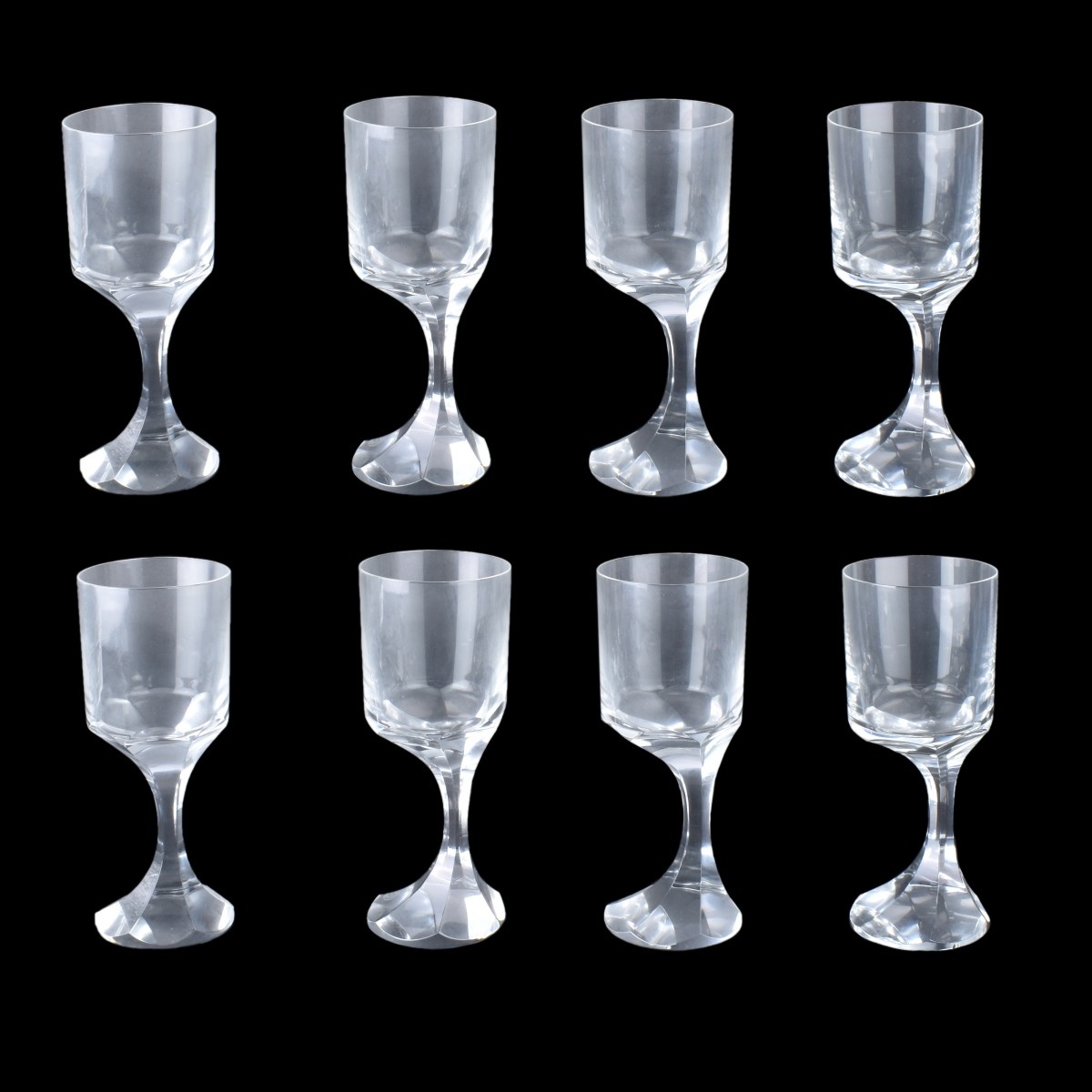 Eight (8) Baccarat Narcisse Red Wine Glasses