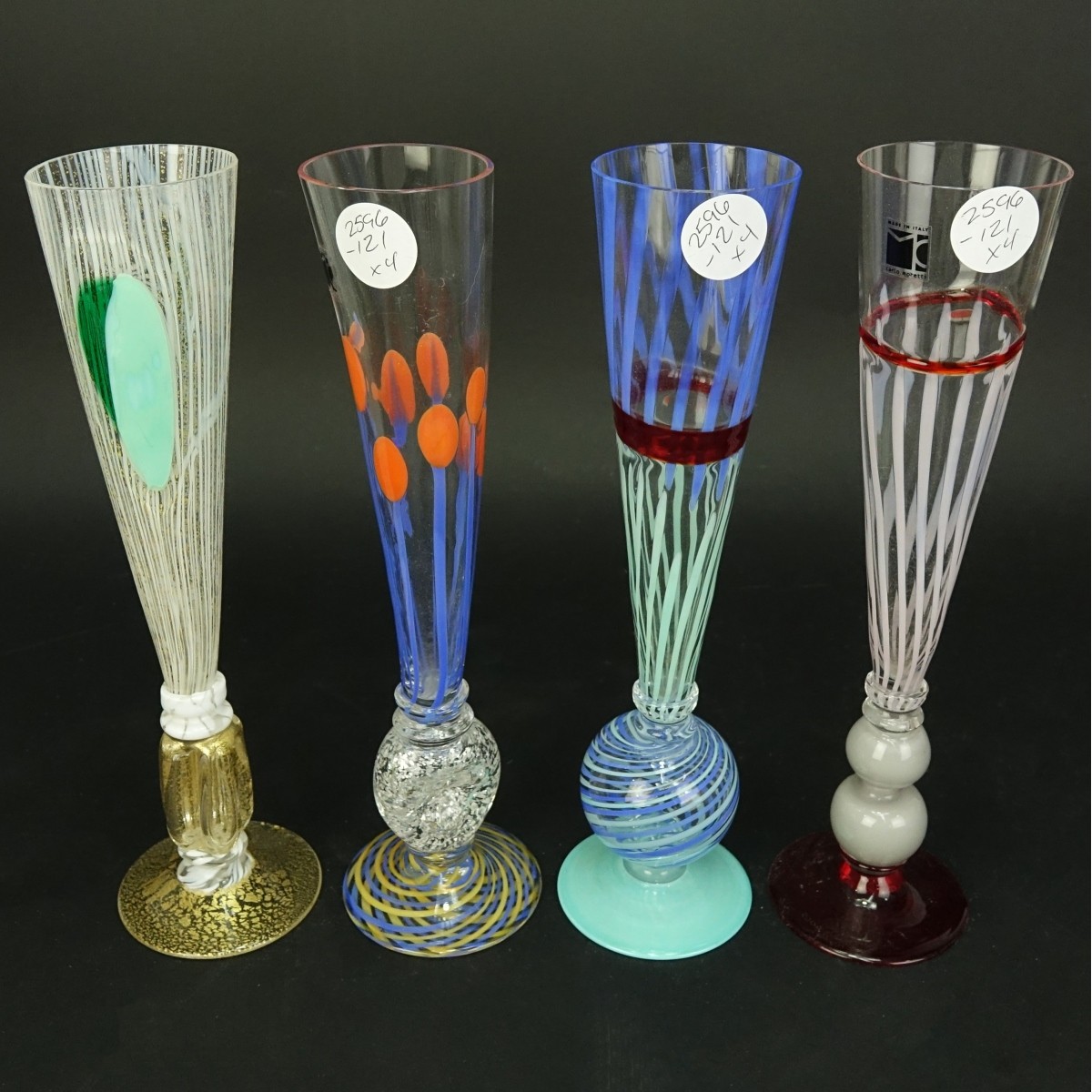 Four (4) Carlo Moretti Tall Champagne Flutes