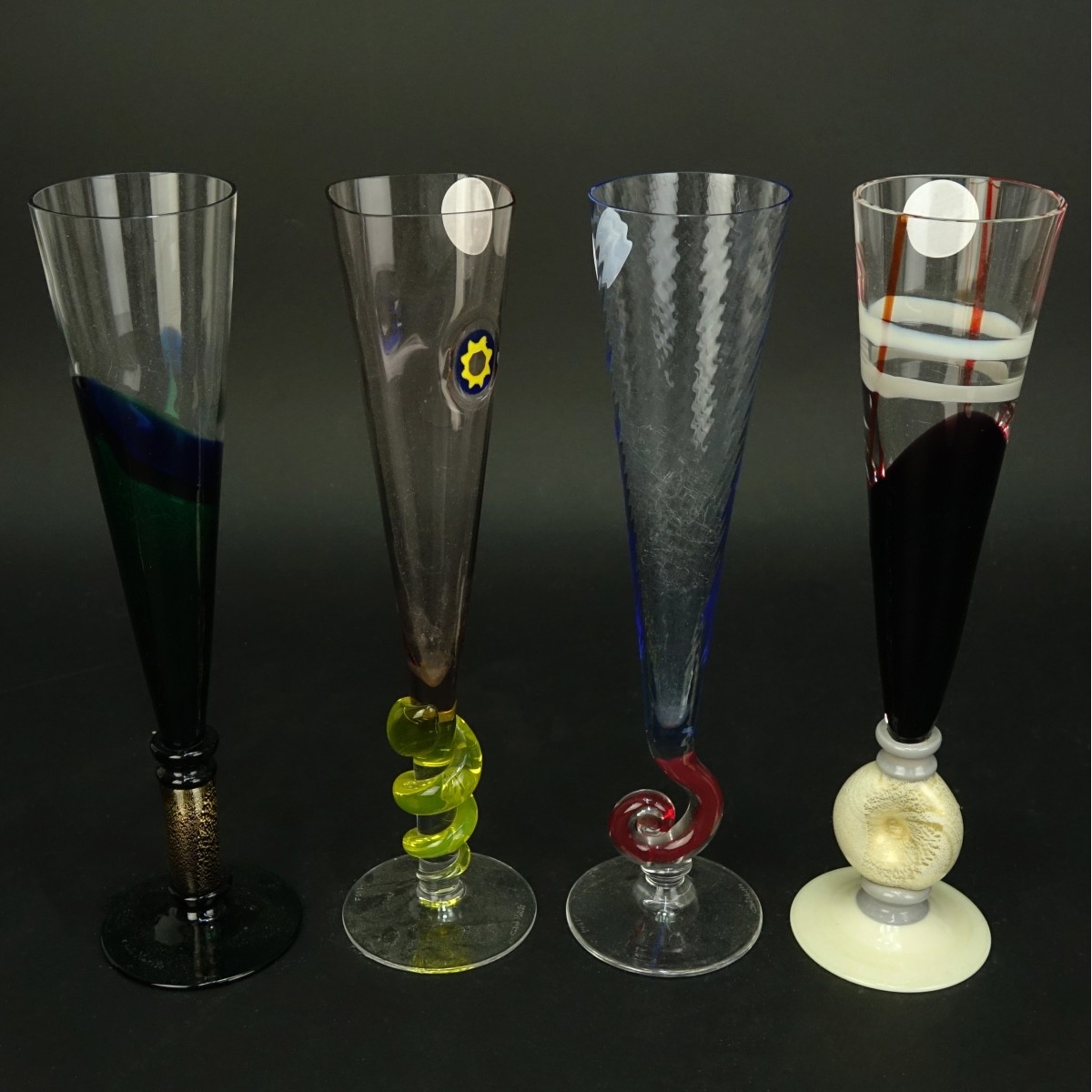 Four (4) Carlo Moretti Tall Champagne Flutes