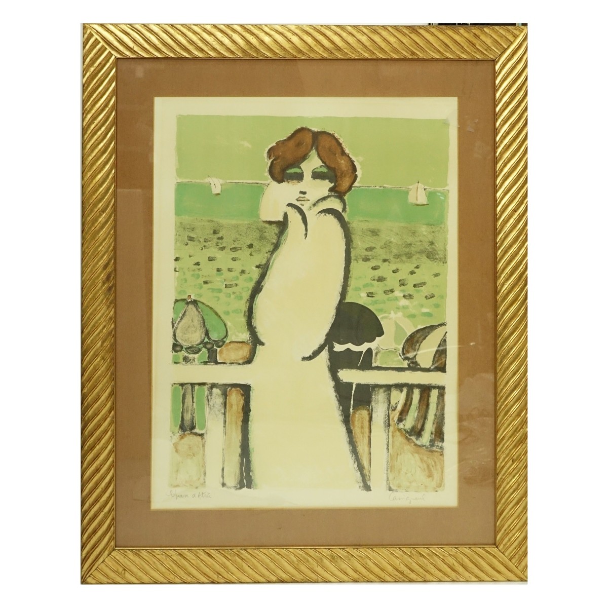 Contemporary Color Lithograph "Art Deco Lady"