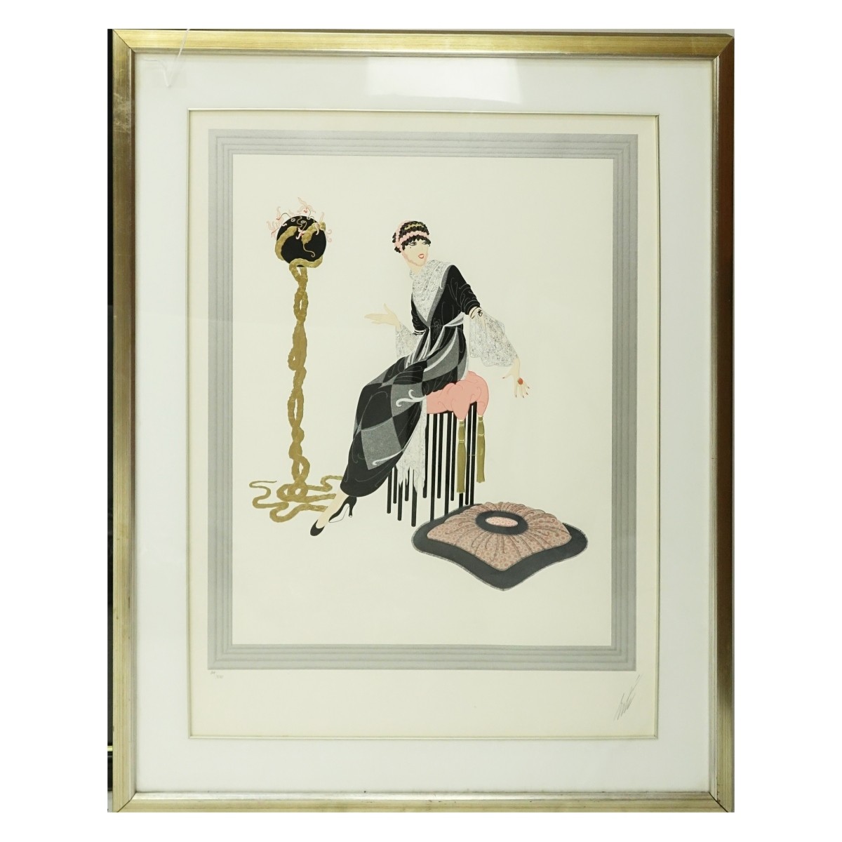 Erte Embossed Serigraph Elegant Lady