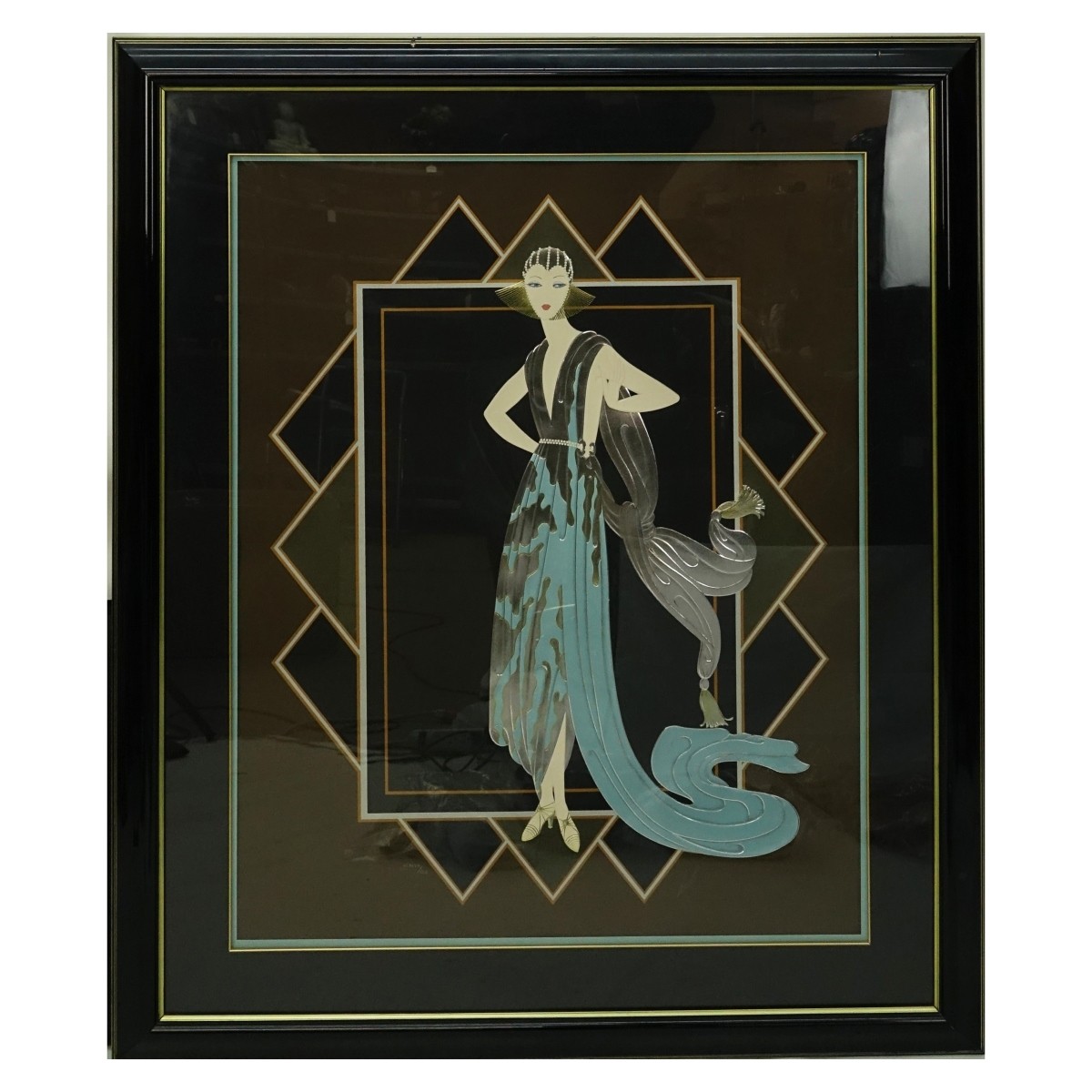 Erte Embossed Serigraph Elegant Lady