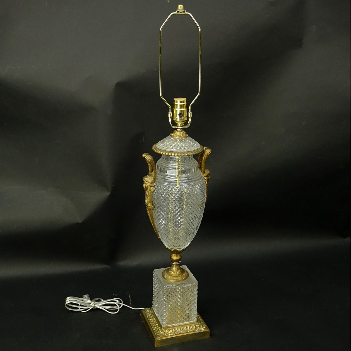 Cut Crystal and Bronze Baccarat Style Lamp