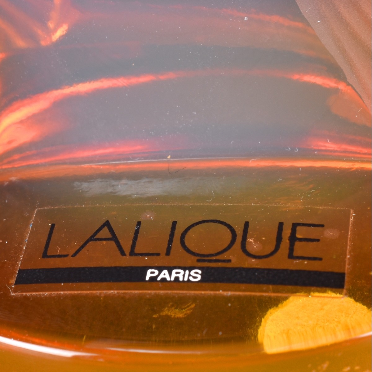 Lalique Frosted Amber Crystal "Perche" Paperweight