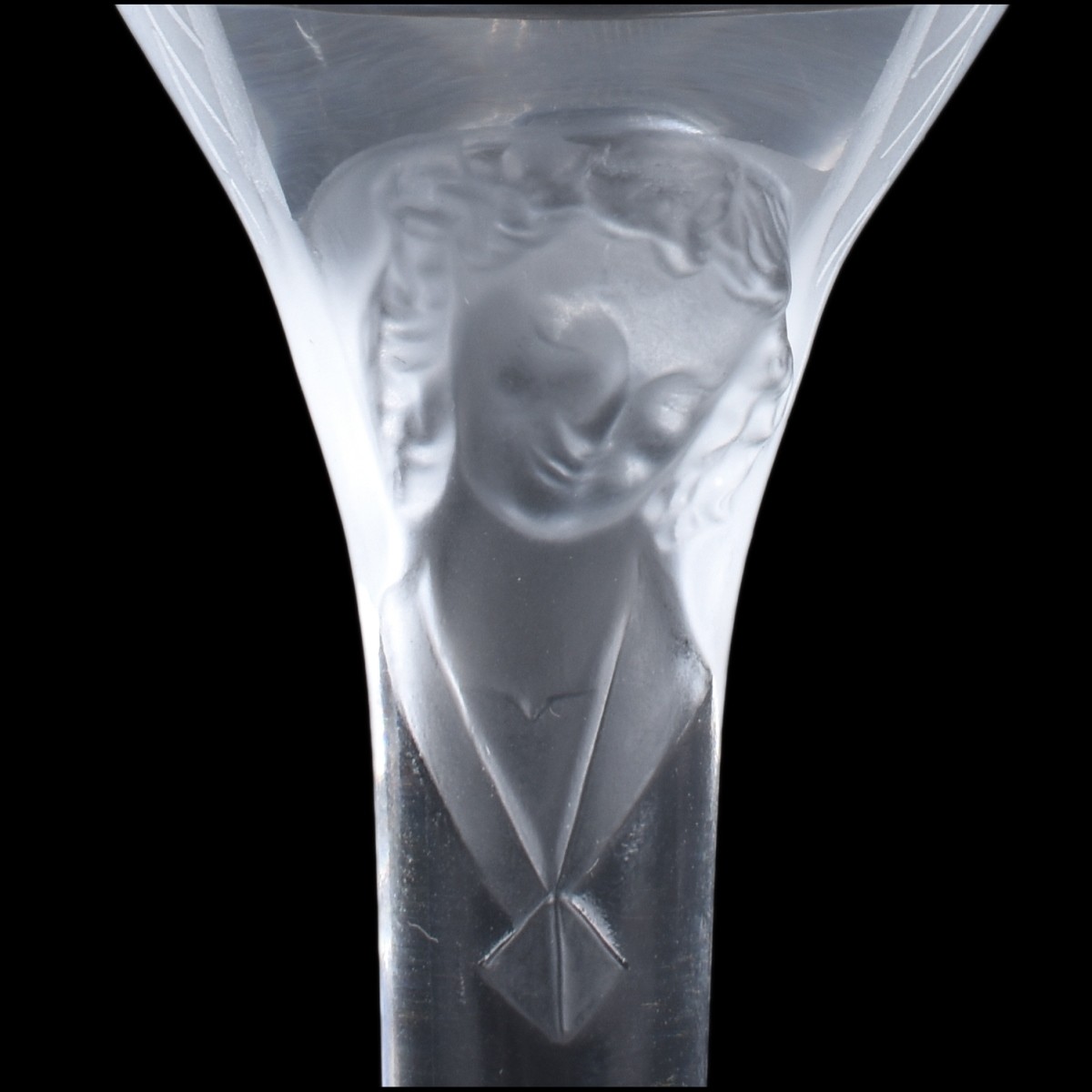 Pair Lalique "Ange" Crystal Champagne Flutes