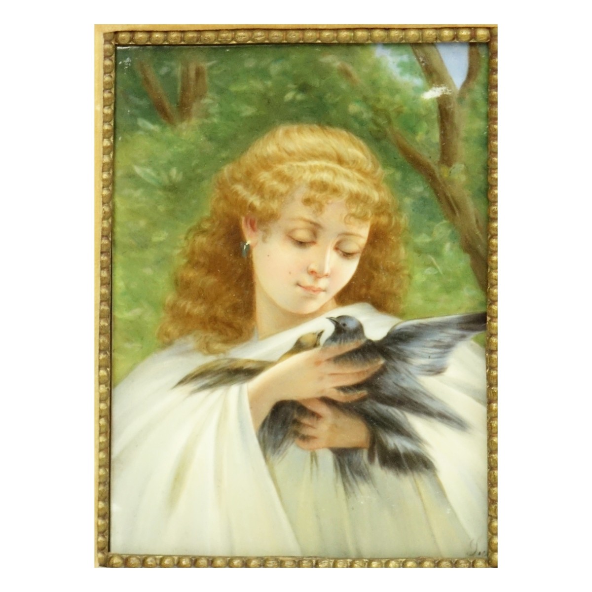 Antique Hand Painted Porcelain Plaque