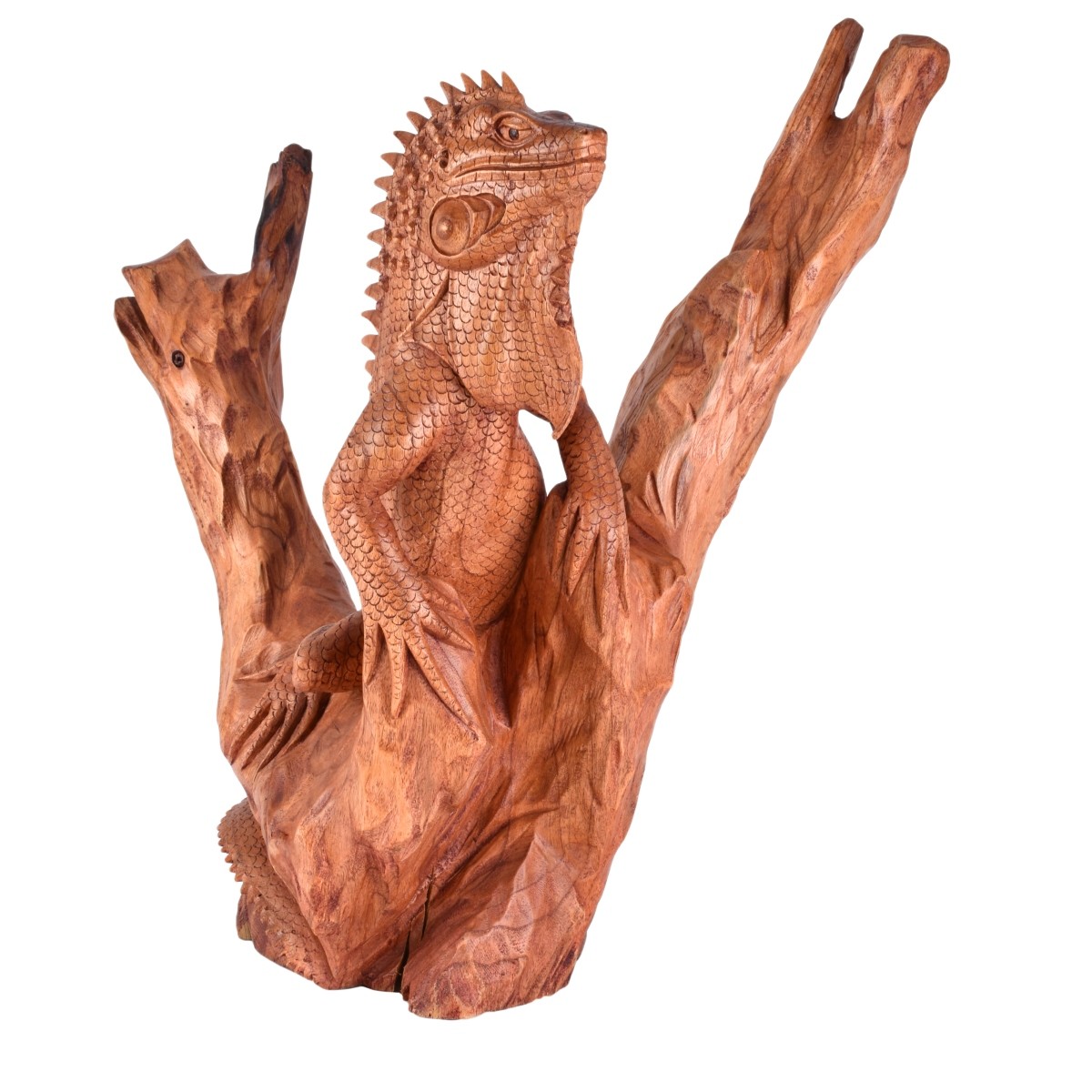 Carved Wood Lizard Sculpture