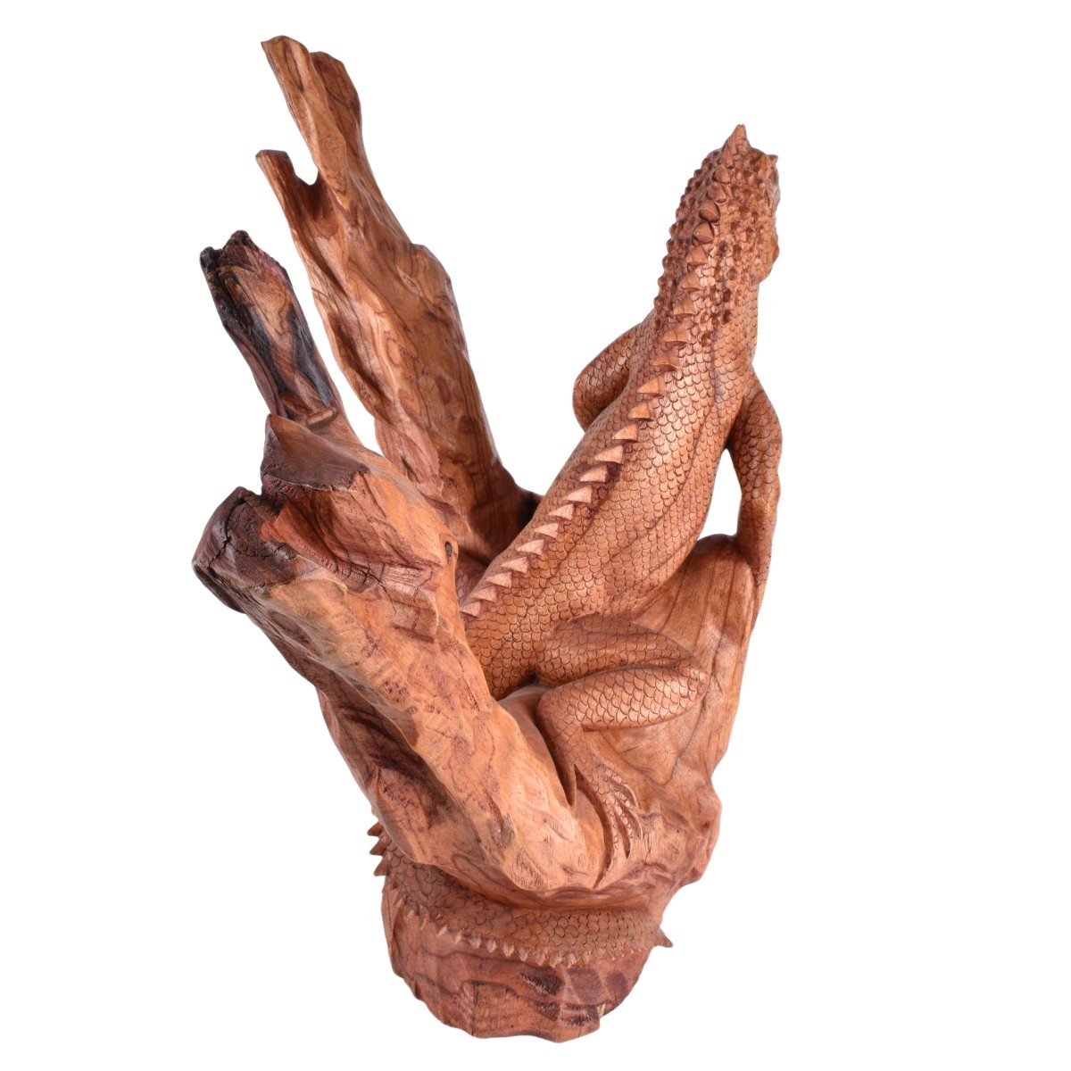 Carved Wood Lizard Sculpture