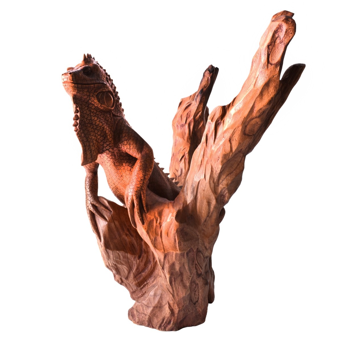 Carved Wood Lizard Sculpture