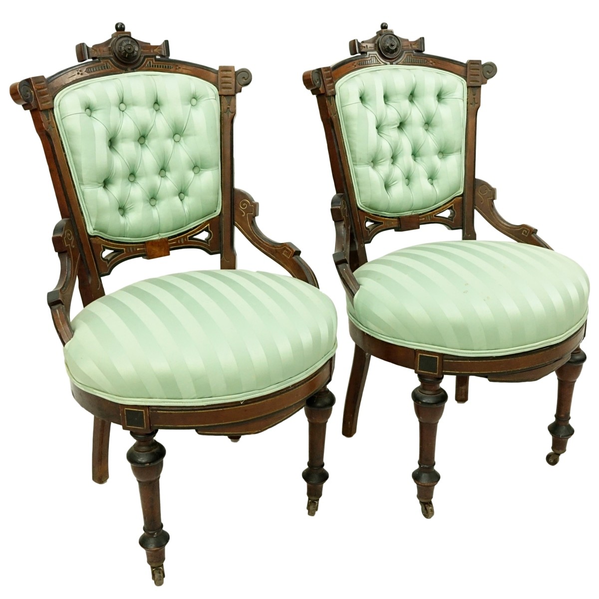 Pair Victorian East Lake Side Chairs