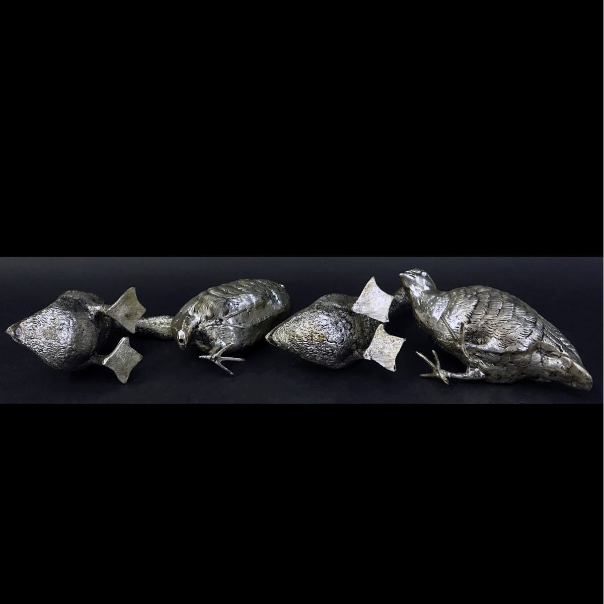 Four (4) Antique Silver Plated Bird Figurines