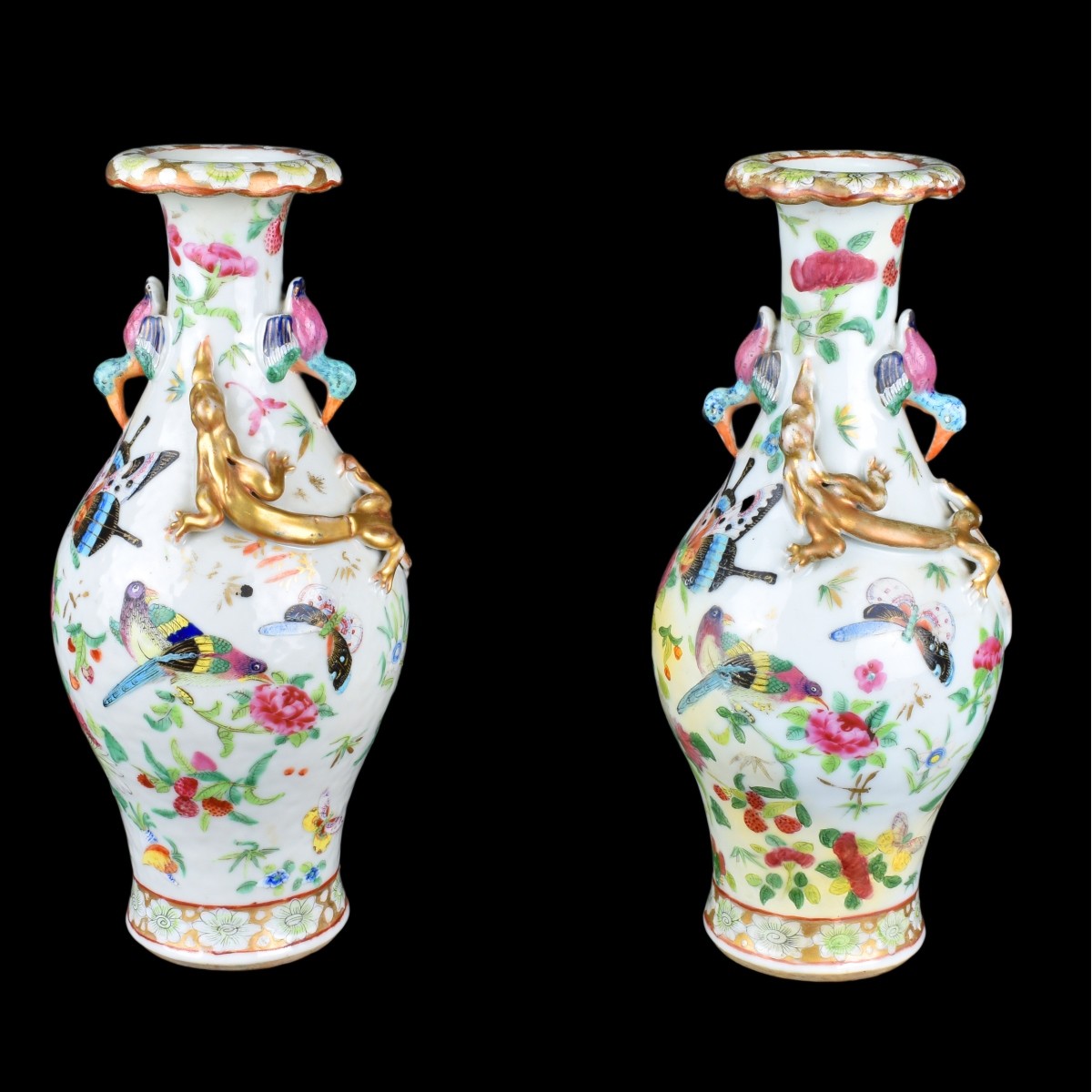 Pair of Chinese Famille Rose Export Vases