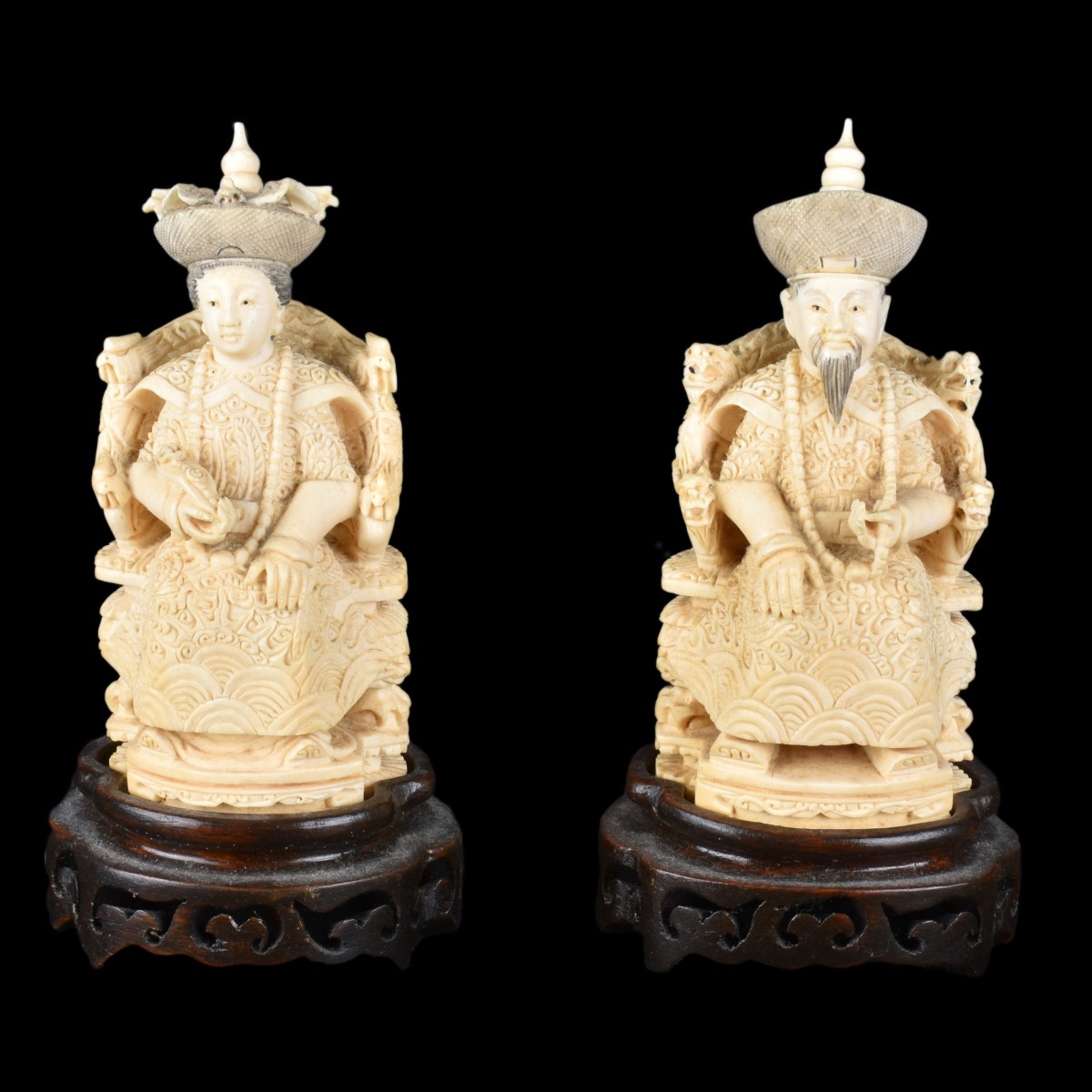 Pair of Chinese Carved Ivory Figurines