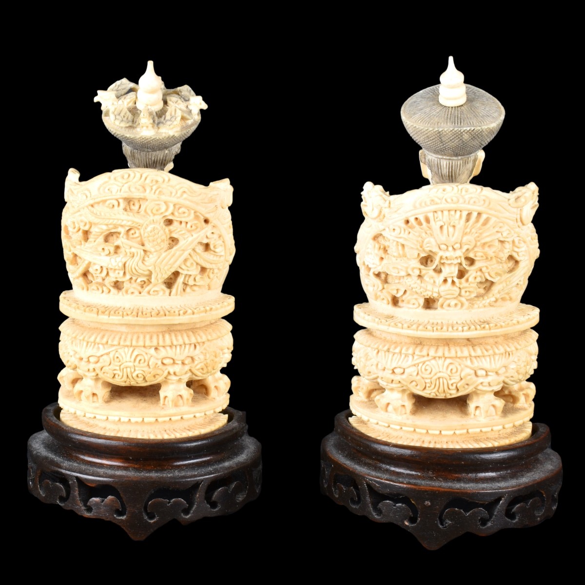 Pair of Chinese Carved Ivory Figurines