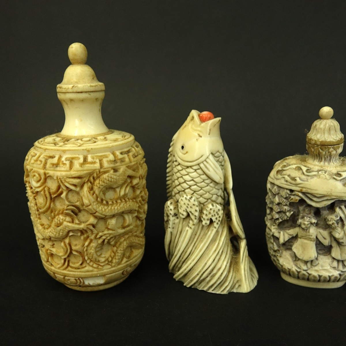 Four (4) Chinese Carved Ivory Tableware
