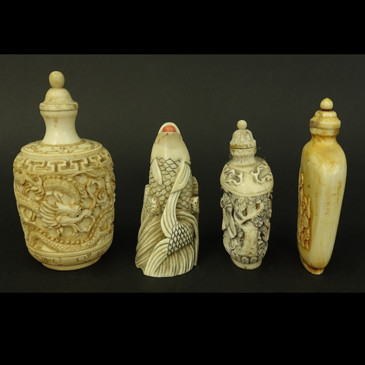 Four (4) Chinese Carved Ivory Tableware