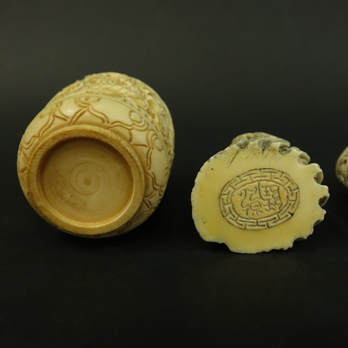 Four (4) Chinese Carved Ivory Tableware