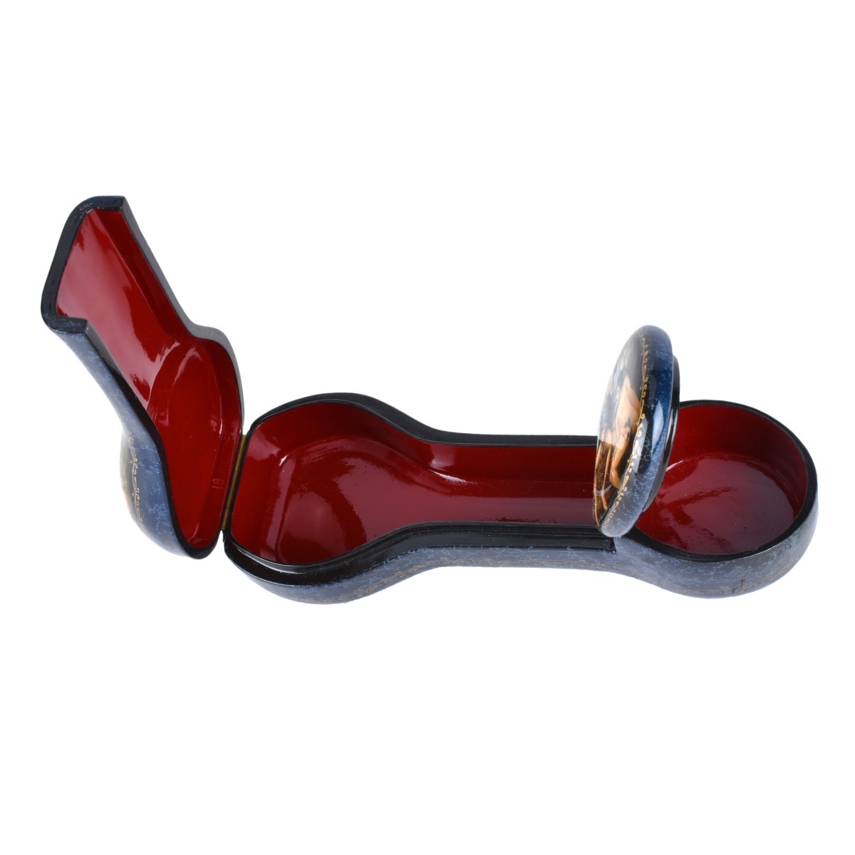 Russian Lacquered Phallus Form Hinged Box