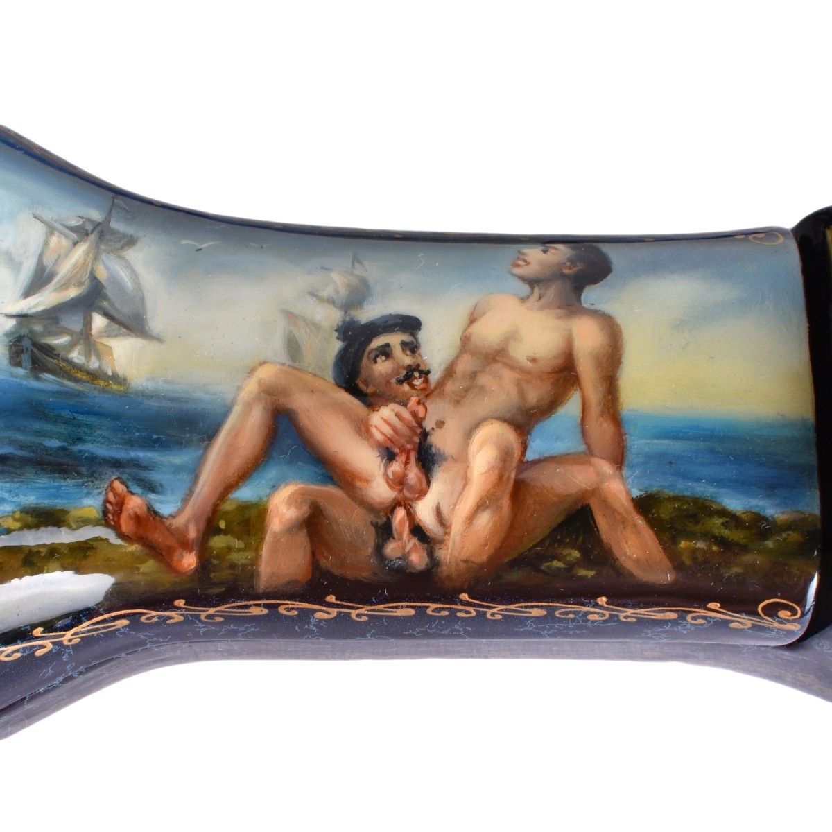 Russian Lacquered Phallus Form Hinged Box
