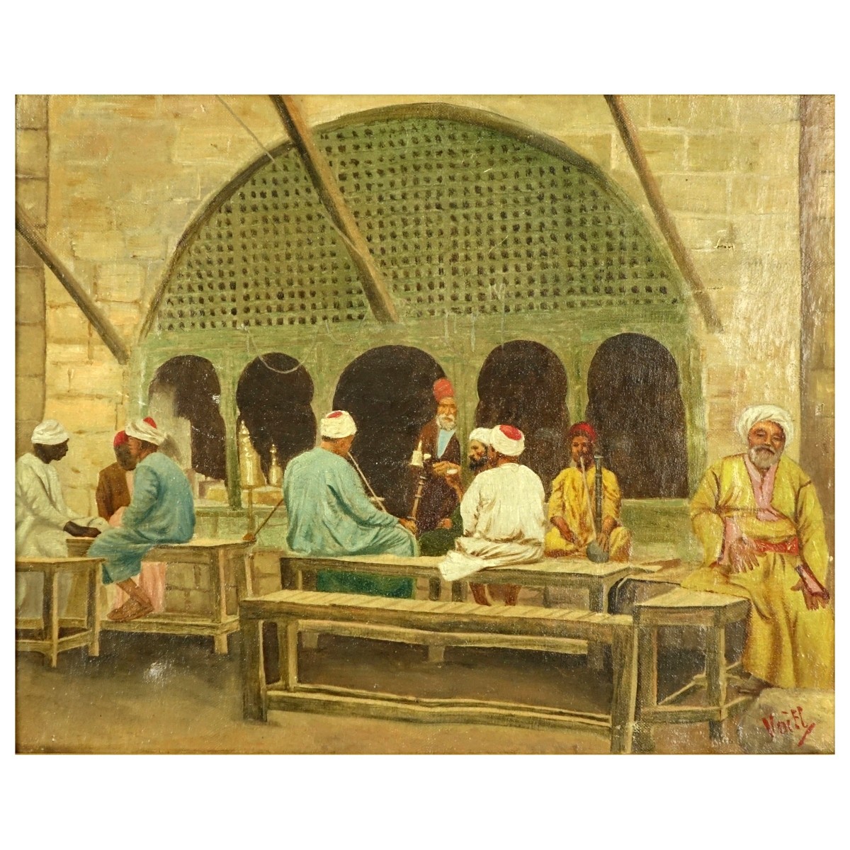 Orientalist School O/C "Men Smoking Pipes"