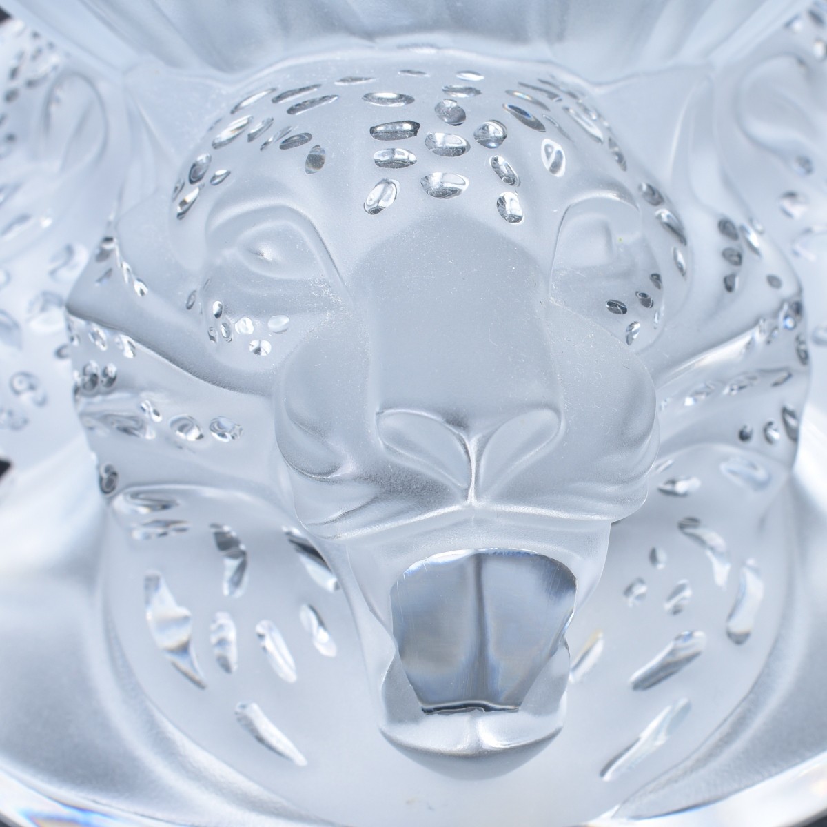 Lalique Jaguar Clear and Frosted Crystal Vase