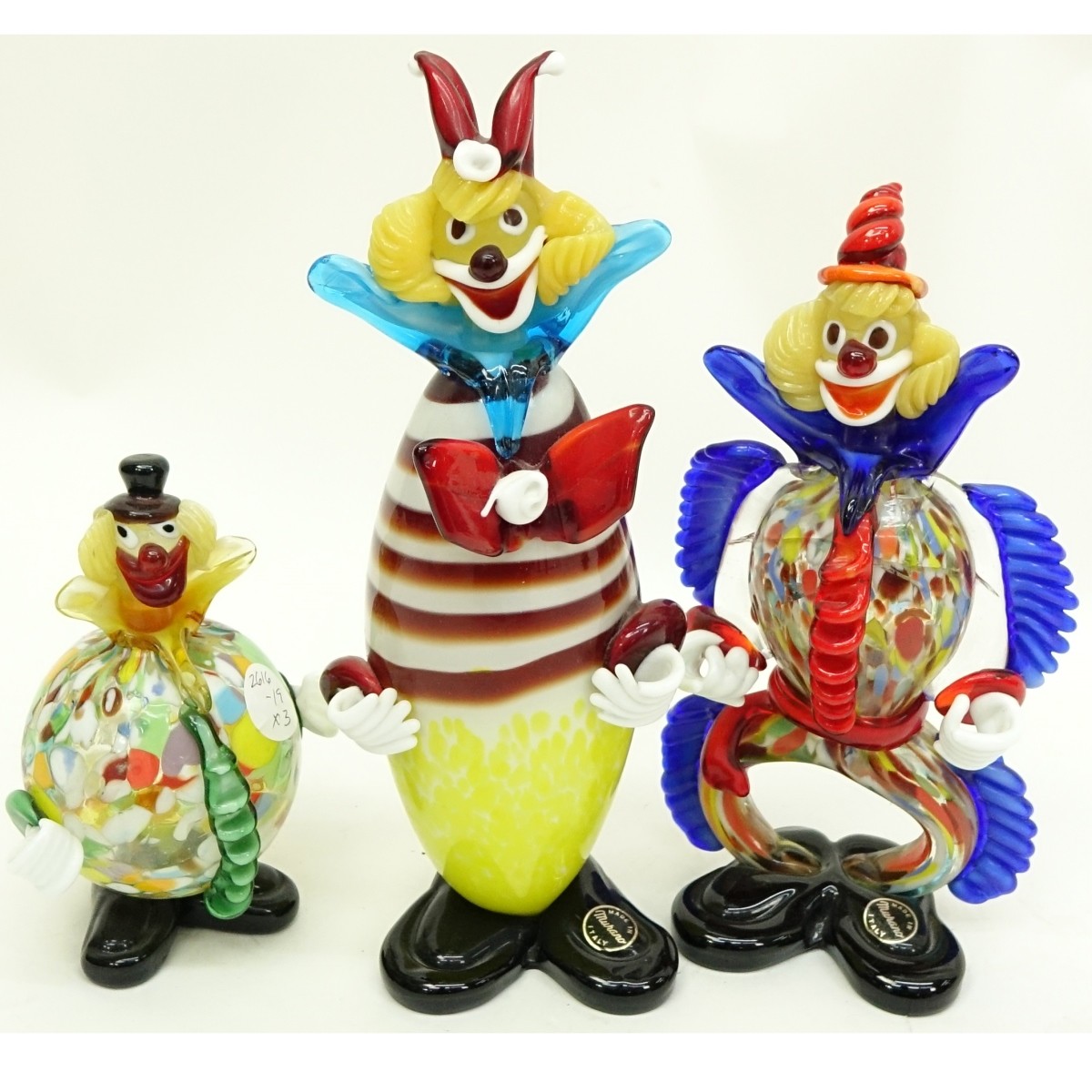 Mid Century Murano Art Glass Clown Figurines