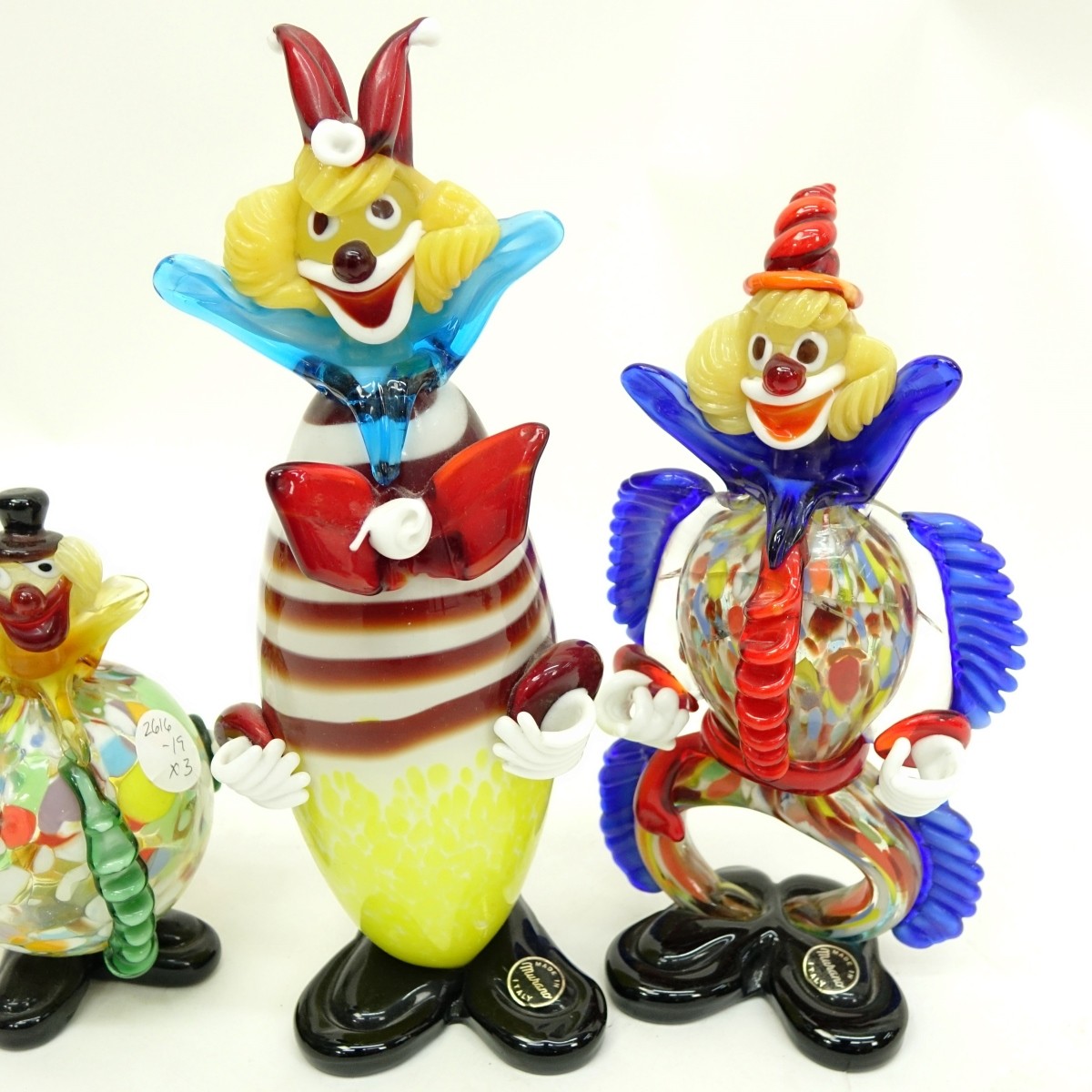 Mid Century Murano Art Glass Clown Figurines