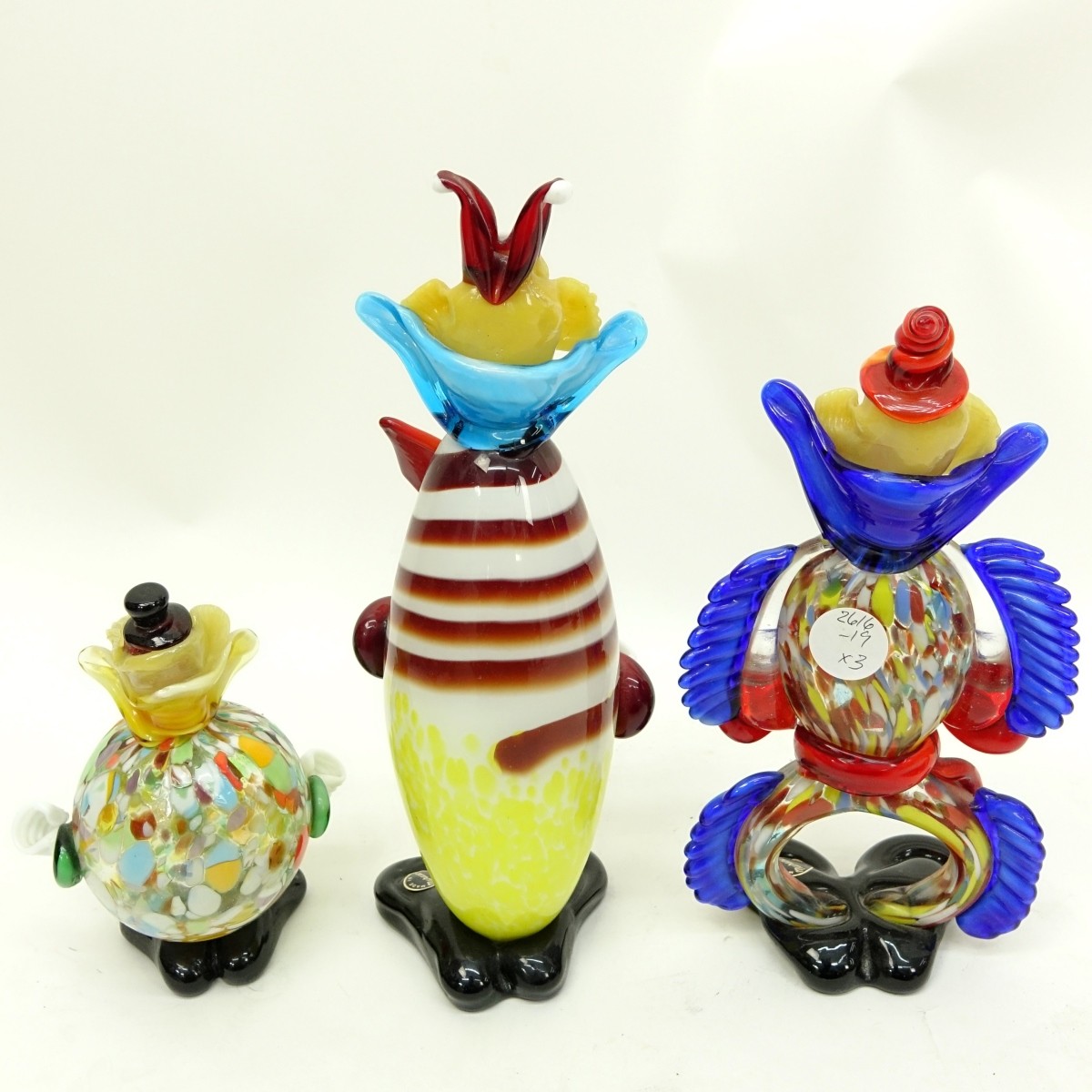 Mid Century Murano Art Glass Clown Figurines