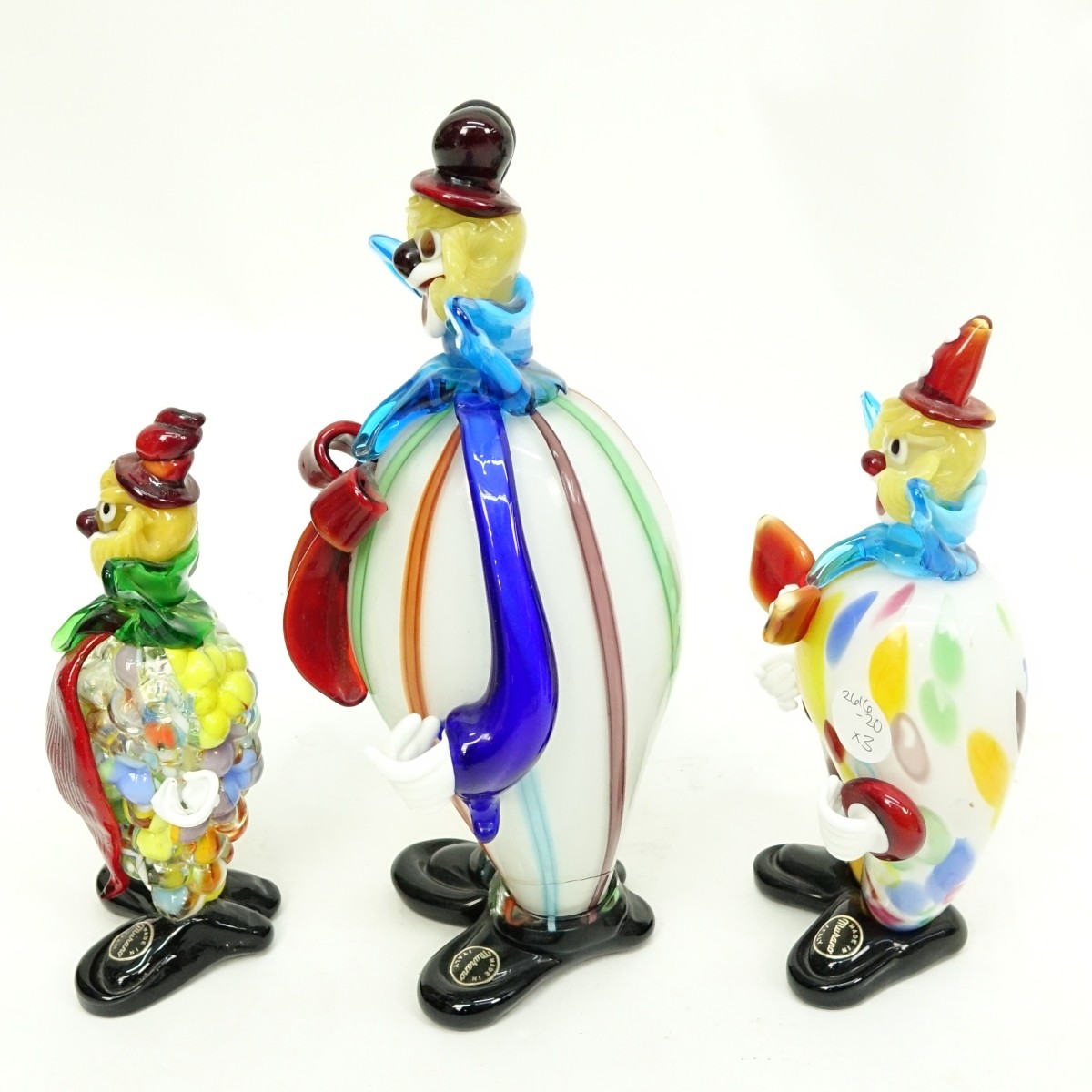 Mid Century Murano Art Glass Clown Figurines