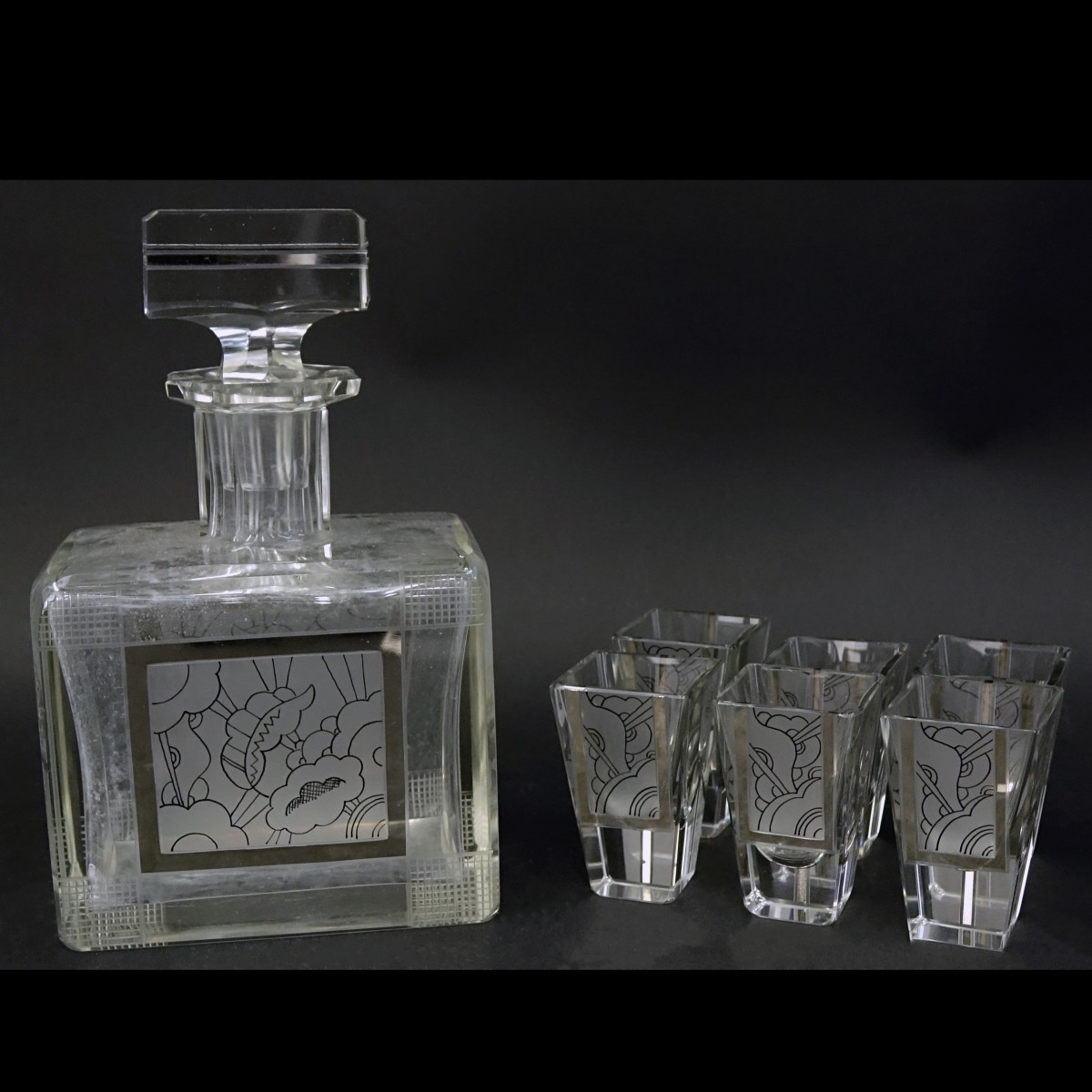 Czech Art Deco Crystal Seven Piece Set