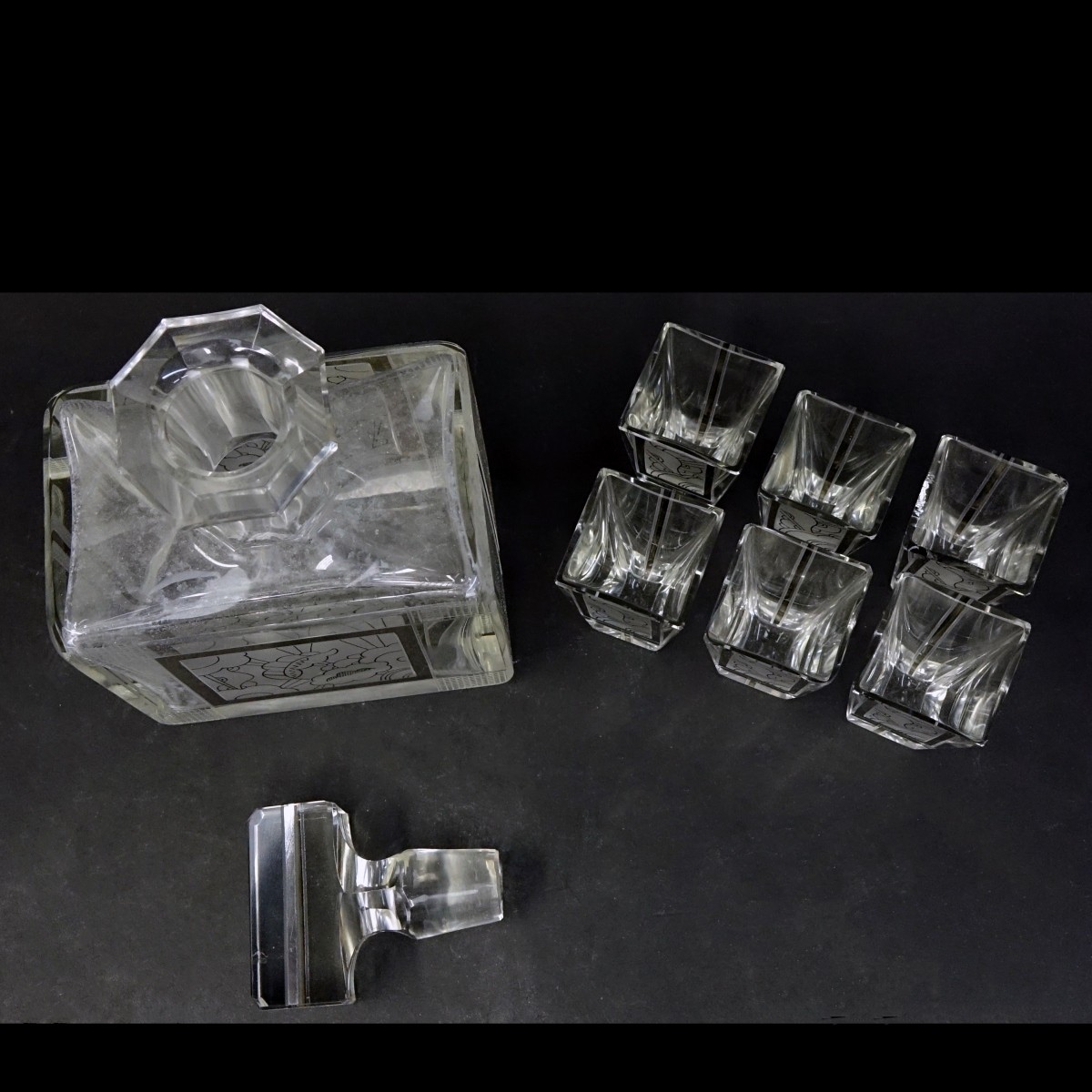 Czech Art Deco Crystal Seven Piece Set