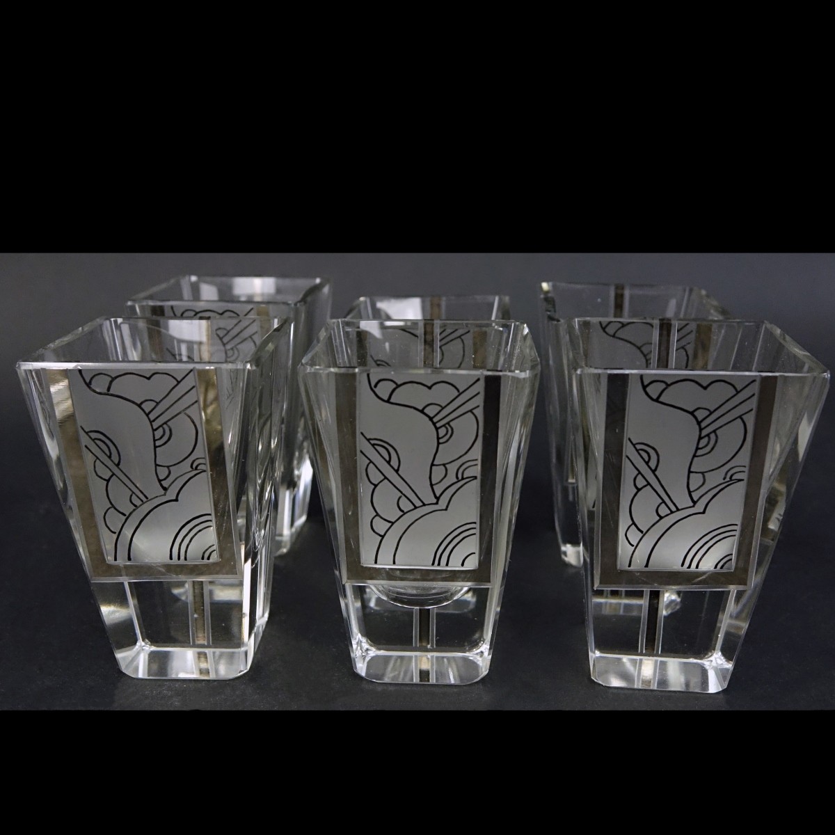 Czech Art Deco Crystal Seven Piece Set