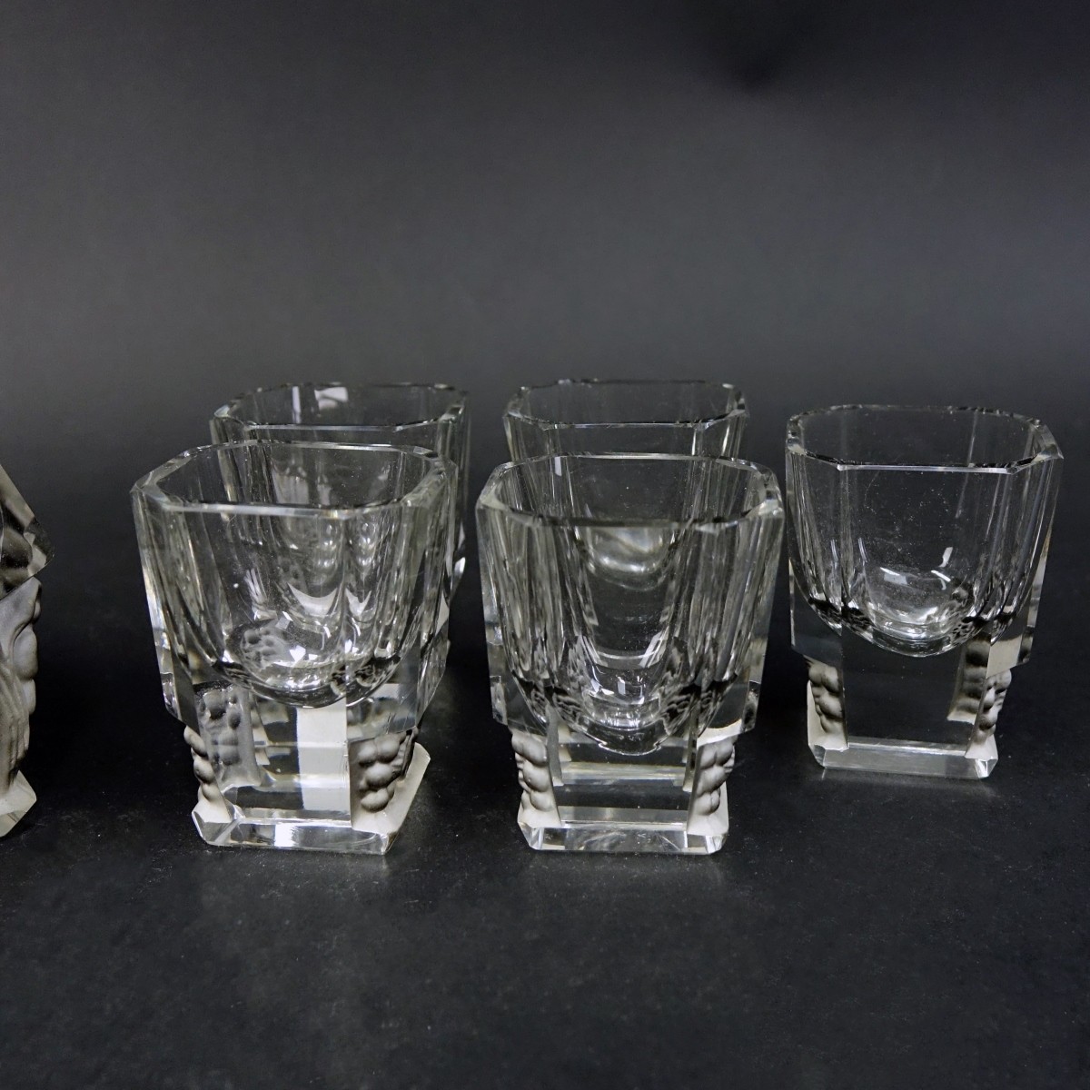 Czech Art Deco Crystal Six Piece Decanter Set