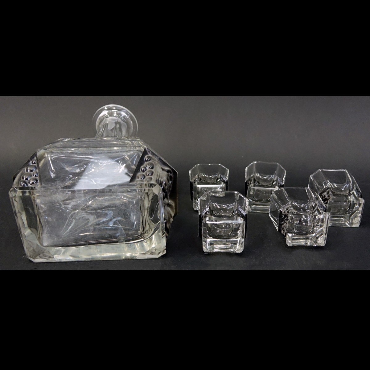 Czech Art Deco Crystal Six Piece Decanter Set