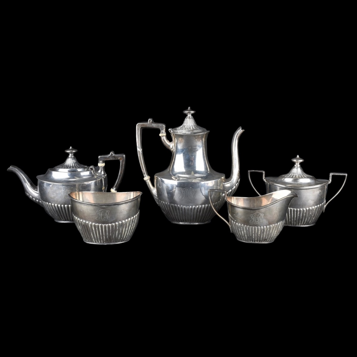 Gorham Sterling Silver Five Piece Tea Set.