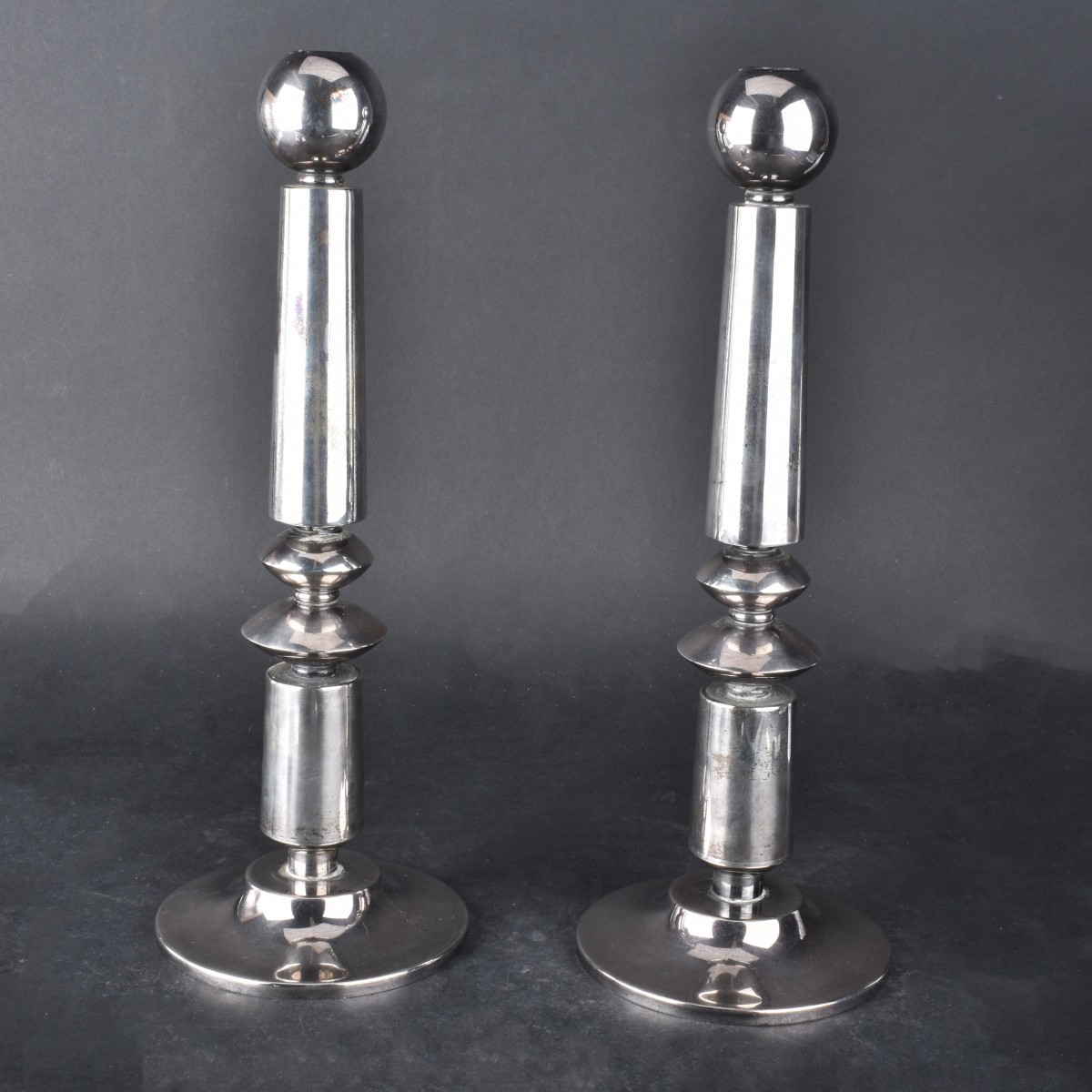 Pair of Israeli Sterling Silver Candlesticks