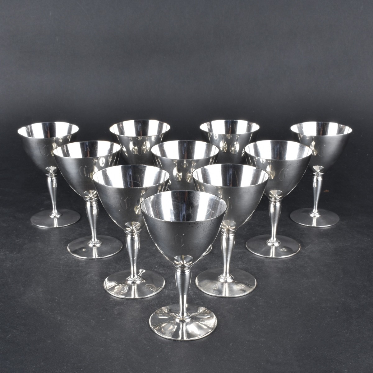Set of Ten (10) Tiffany & Co Sterling Silver Cups