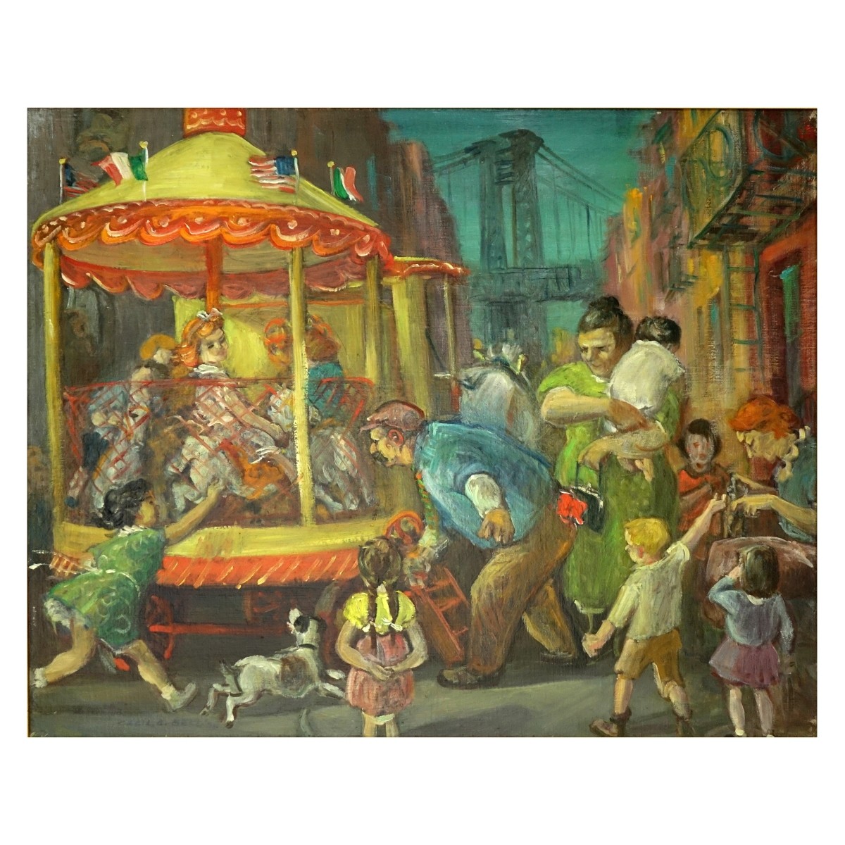 Cecil C. Bell Oil/Canvas "Travelling Carousel"