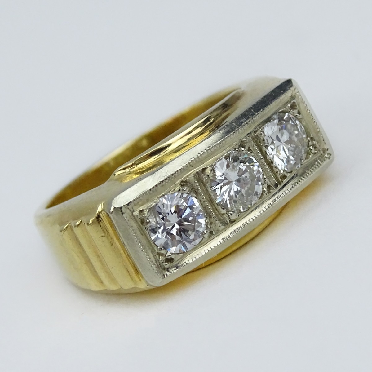 Men's Vintage Round Brilliant Cut Diamond & 14kt