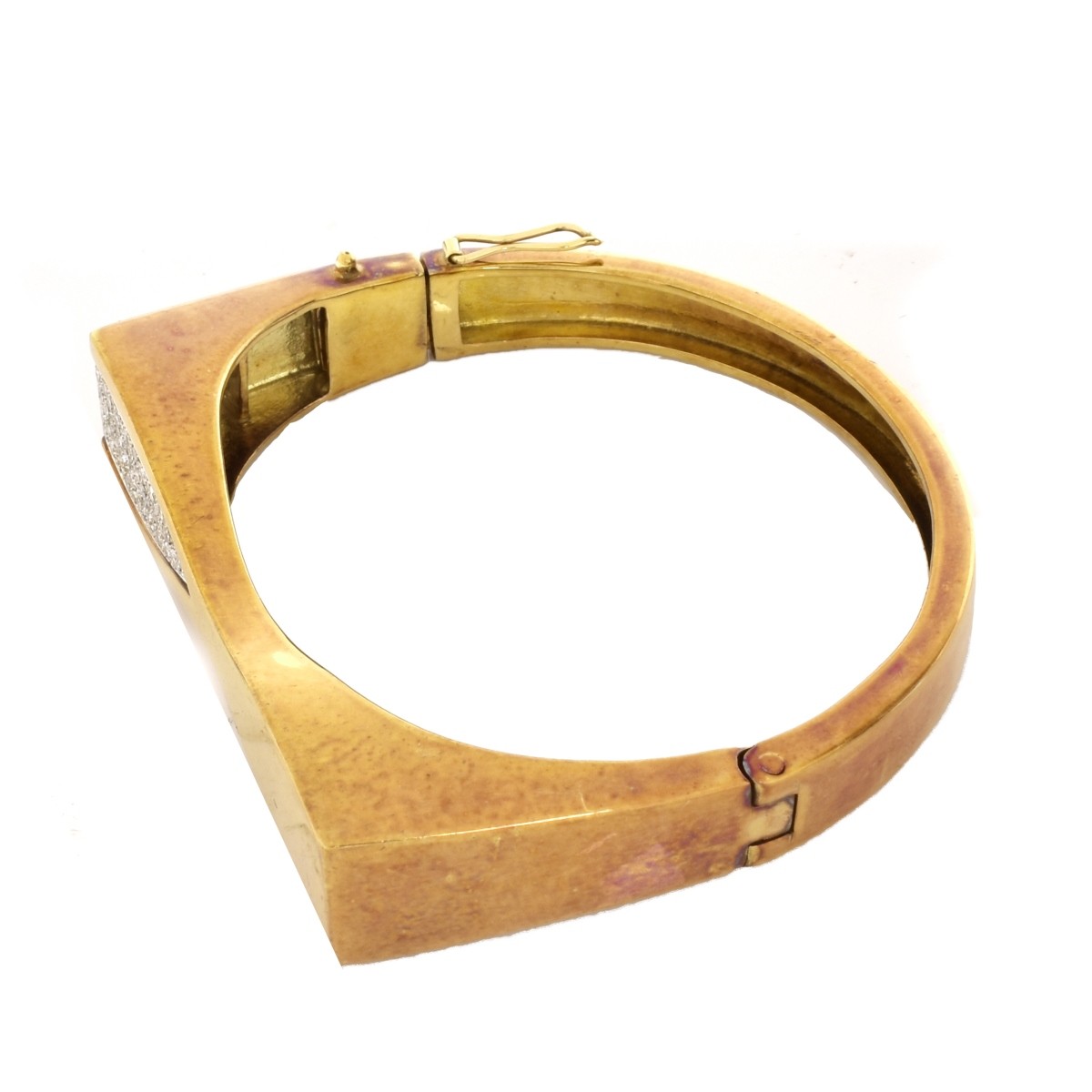 Retro Diamond and 14K Gold Bangle