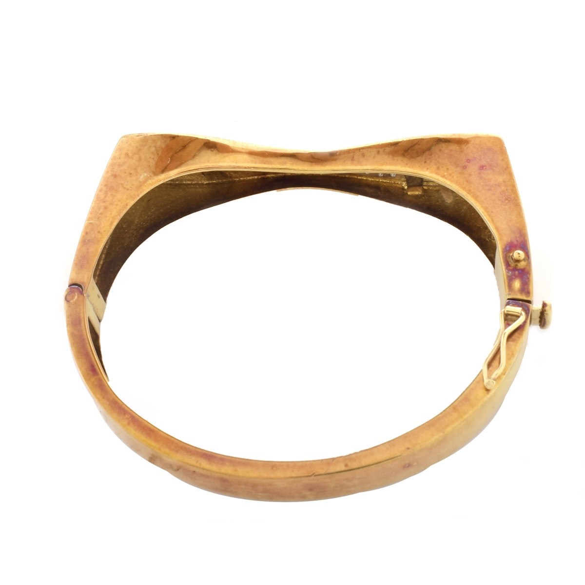 Retro Diamond and 14K Gold Bangle