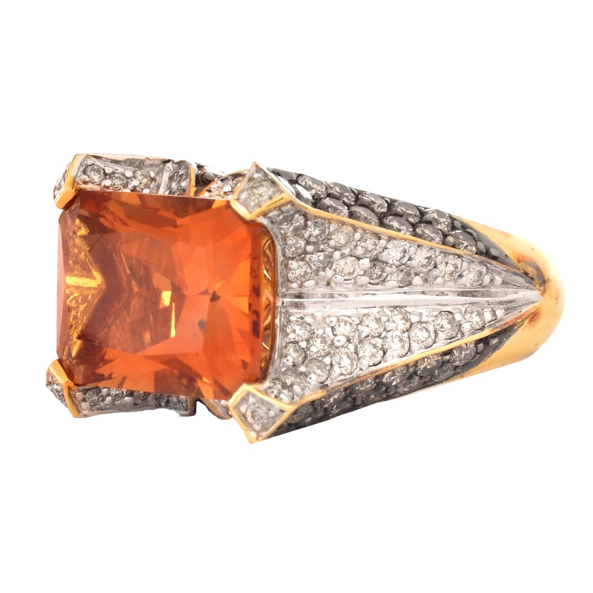 Citrine, Diamond and 14K Gold Ring