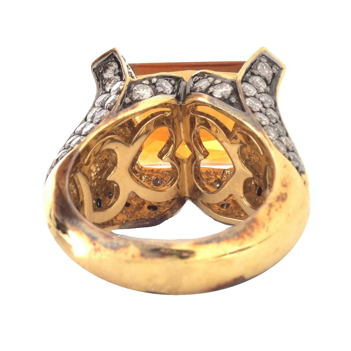 Citrine, Diamond and 14K Gold Ring