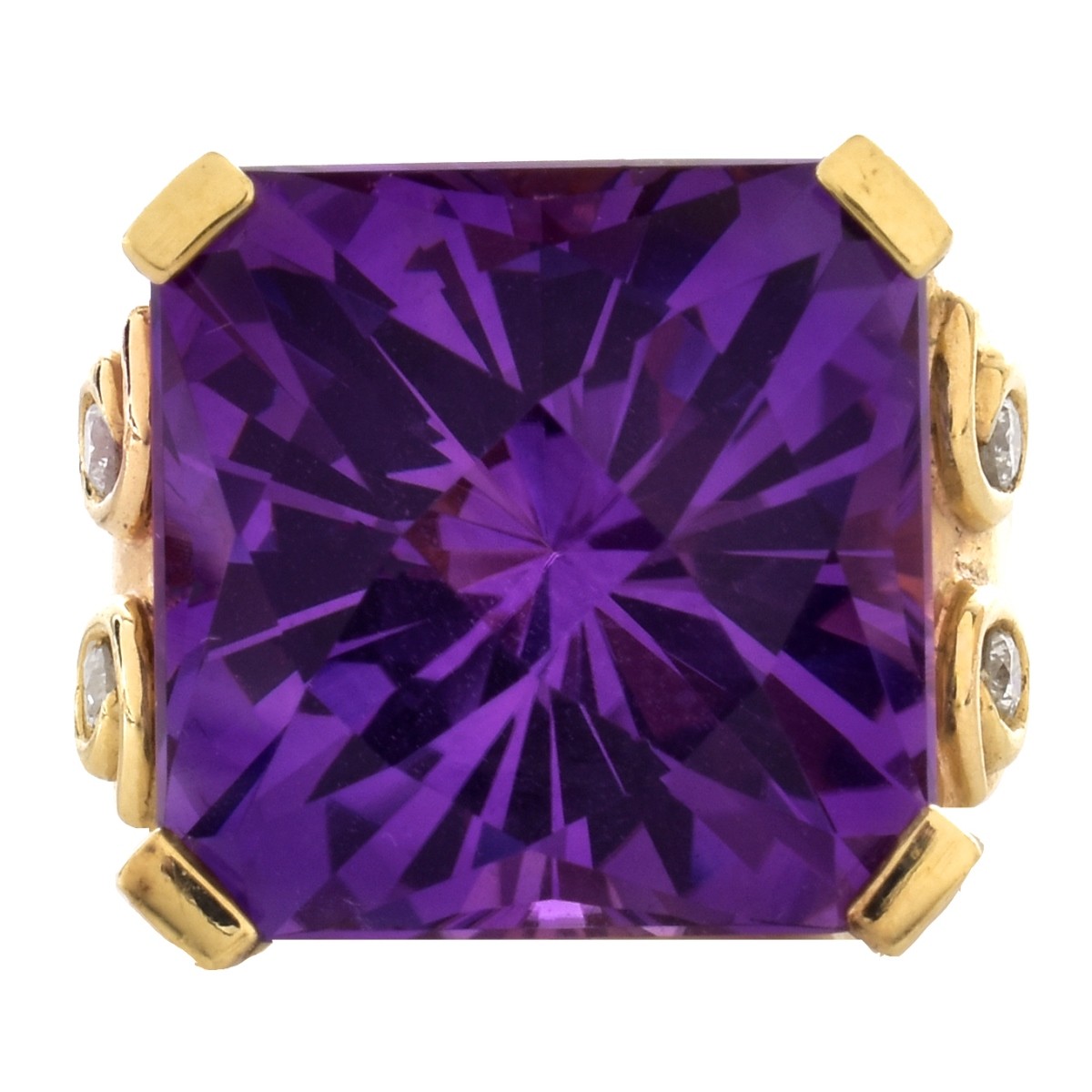 Amethyst, Diamond and 14K Gold Ring