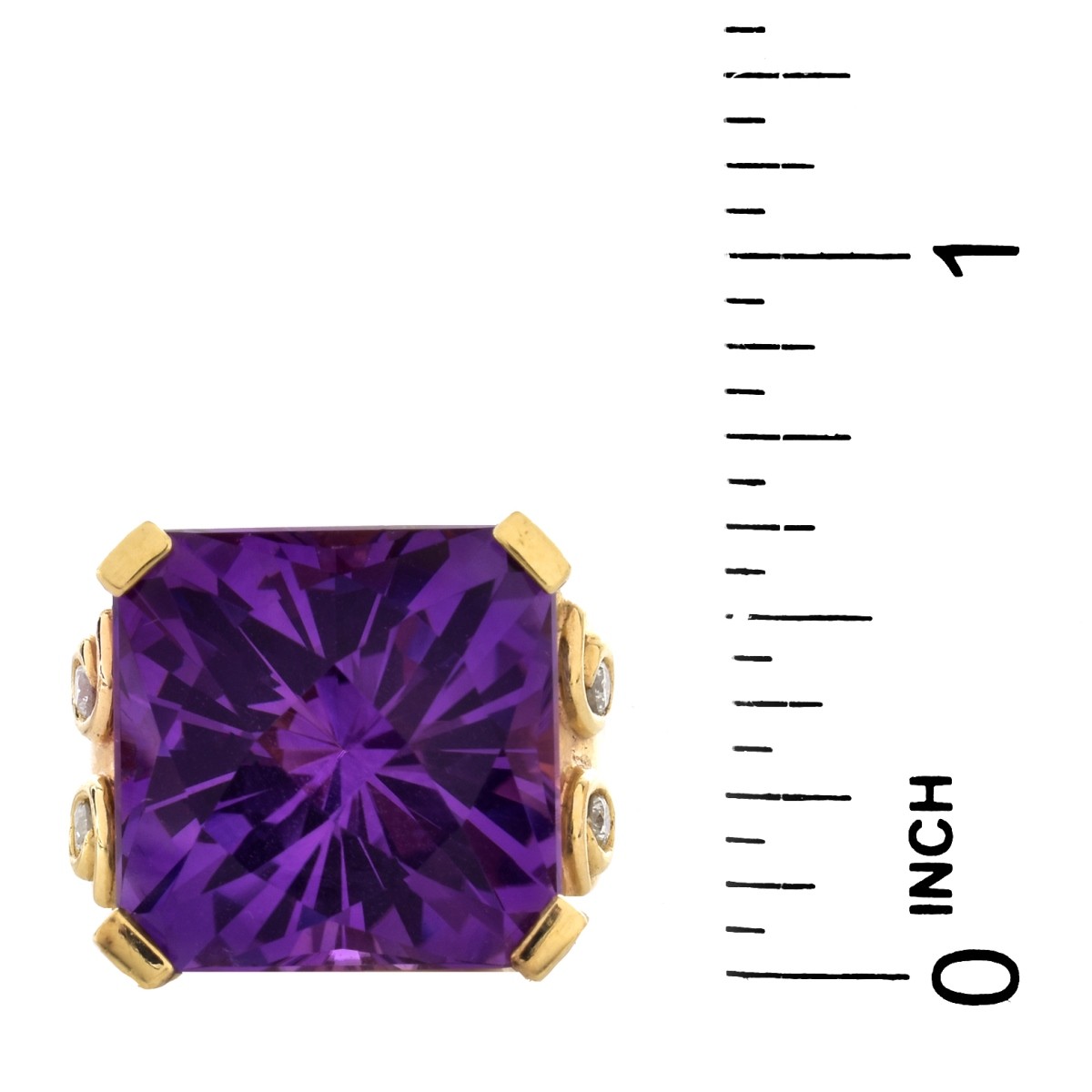 Amethyst, Diamond and 14K Gold Ring